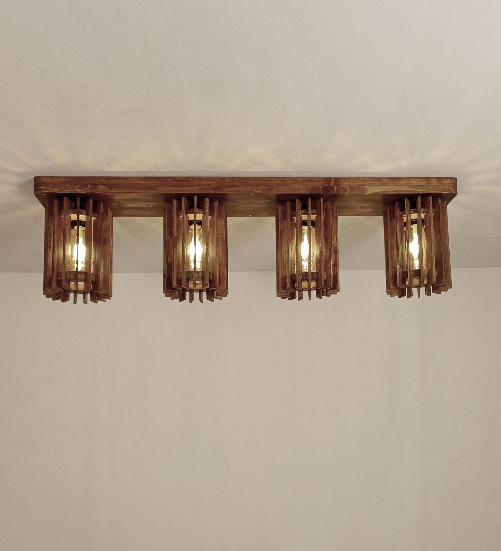 Ventus Brown Wooden 4 Series Ceiling Lamp (BULB NOT INCLUDED)