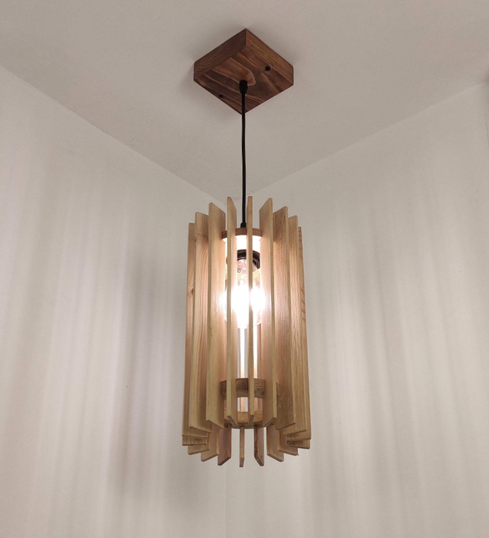 Ventus Beige Wooden Single Hanging Lamp (BULB NOT INCLUDED)