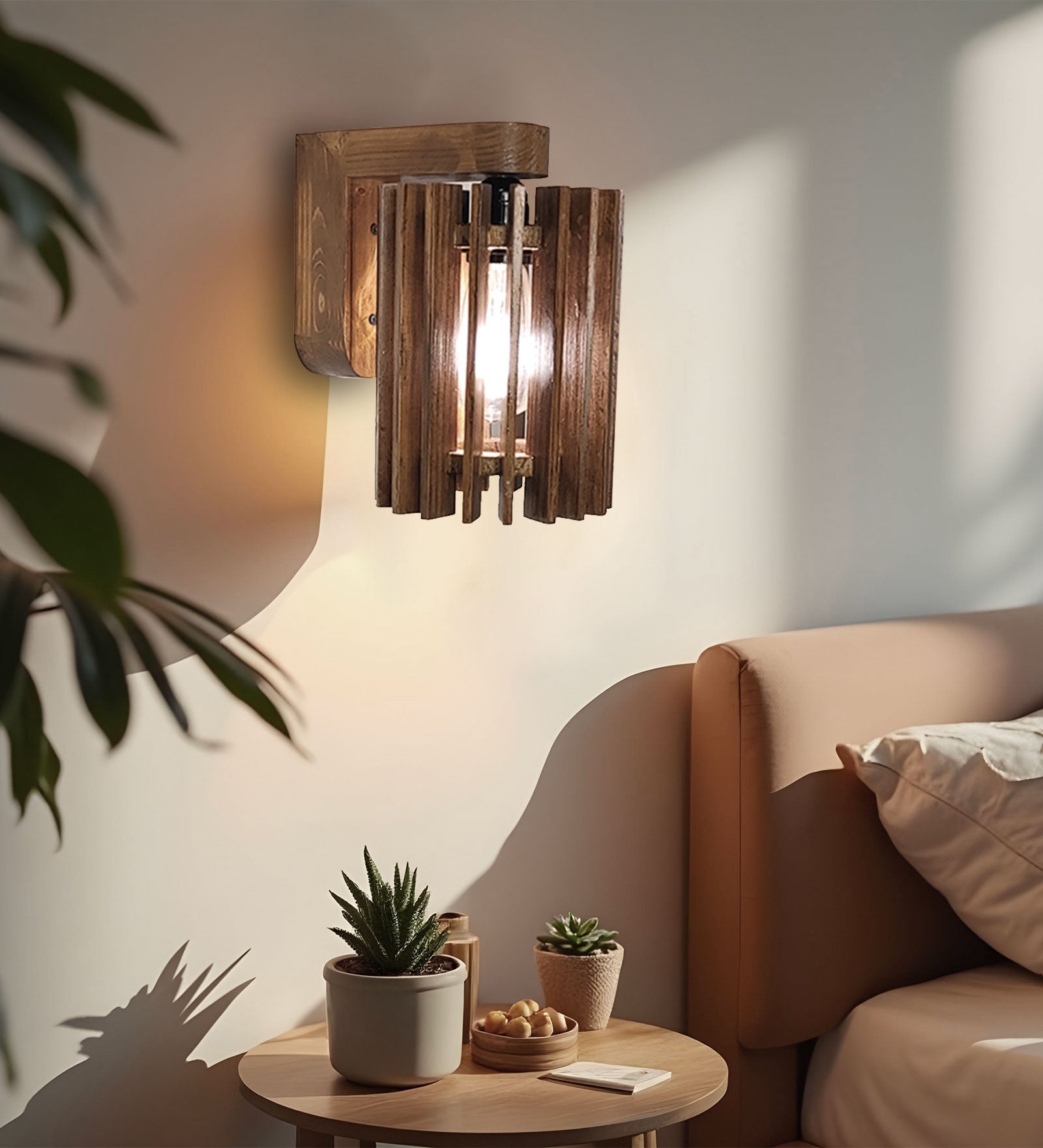 Ventus Brown Wooden Wall Light (BULB NOT INCLUDED)