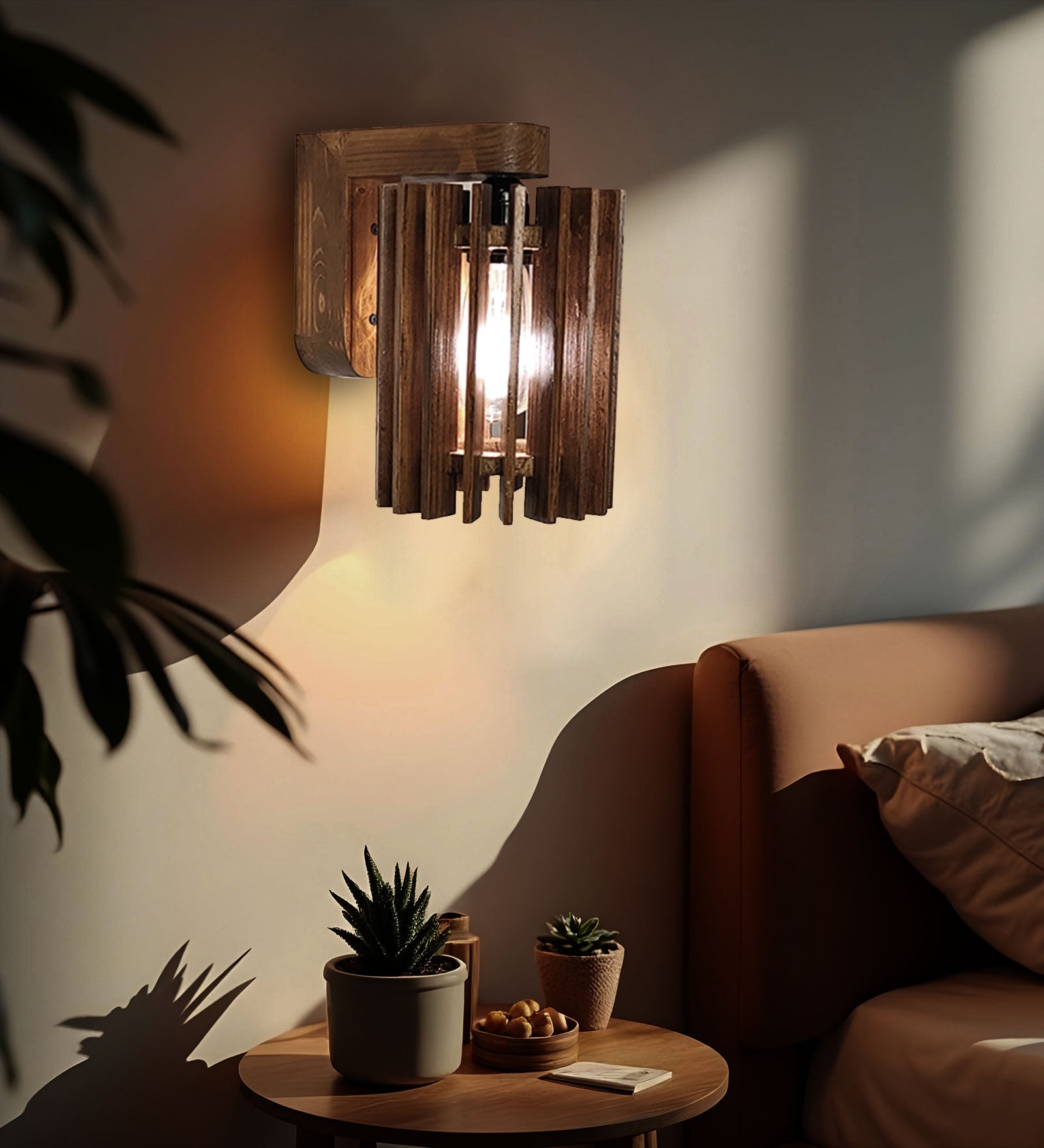 Ventus Brown Wooden Wall Light (BULB NOT INCLUDED)