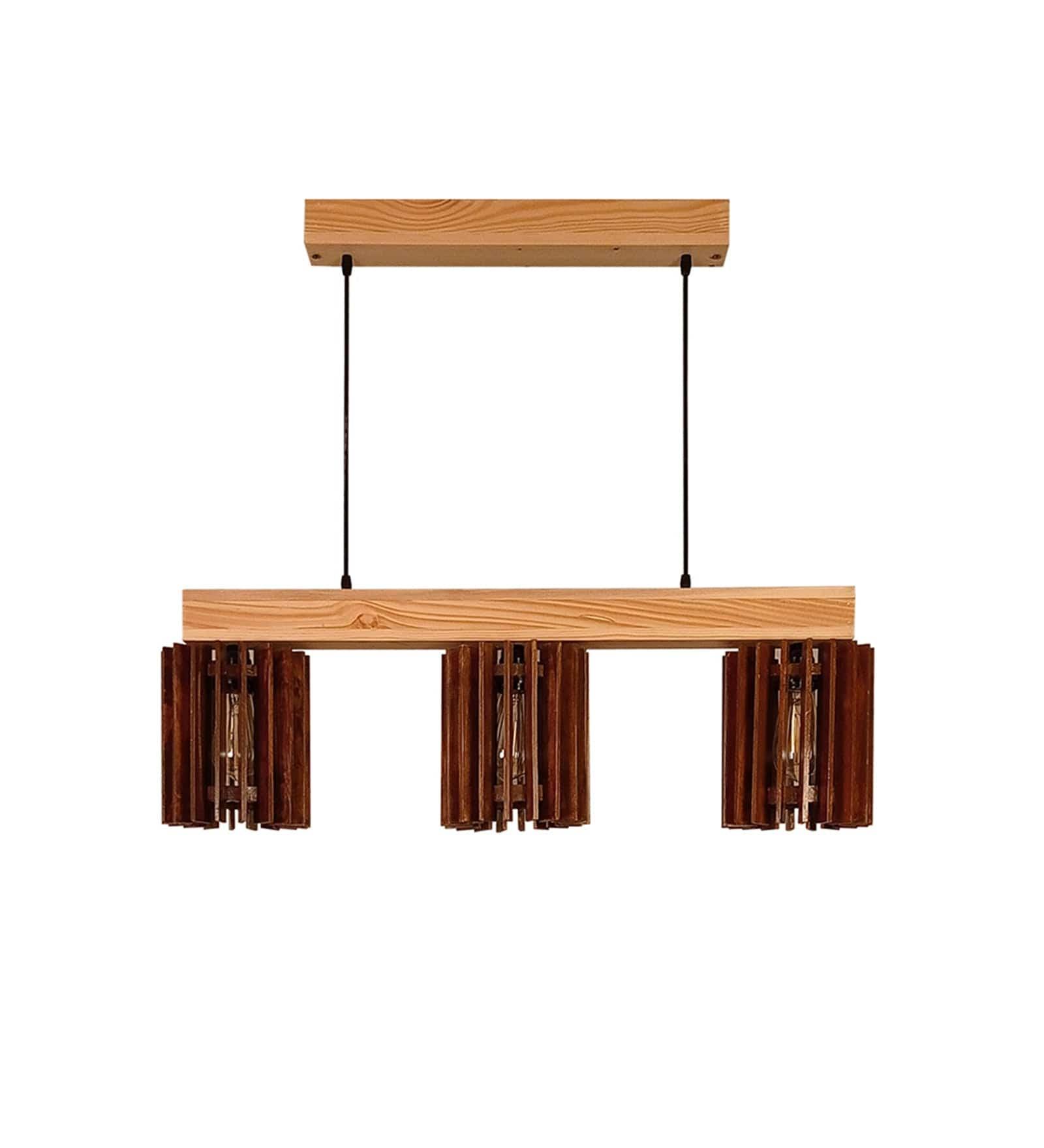 Ventus Brown & Beige Wooden Series Hanging Lamp (BULB NOT INCLUDED) - Ouch Cart 