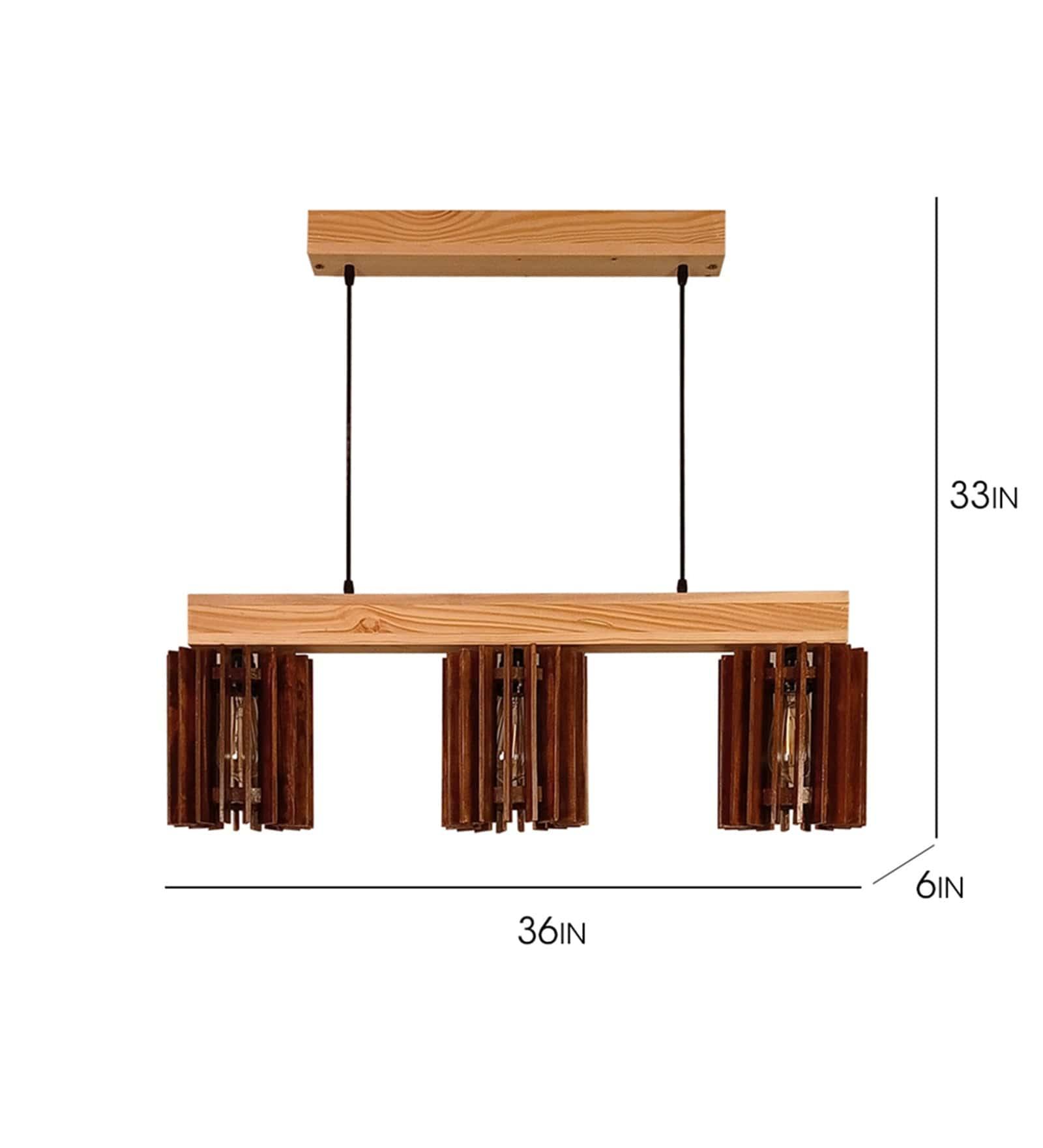 Ventus Brown & Beige Wooden Series Hanging Lamp (BULB NOT INCLUDED) - Ouch Cart 