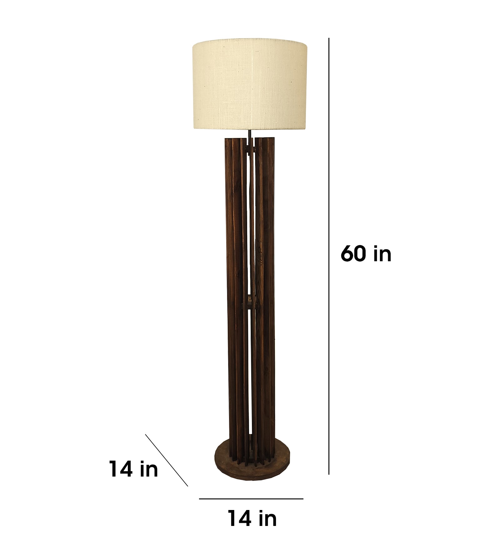 Ventus Wooden Floor Lamp with Premium Beige Fabric Lampshade (BULB NOT INCLUDED)