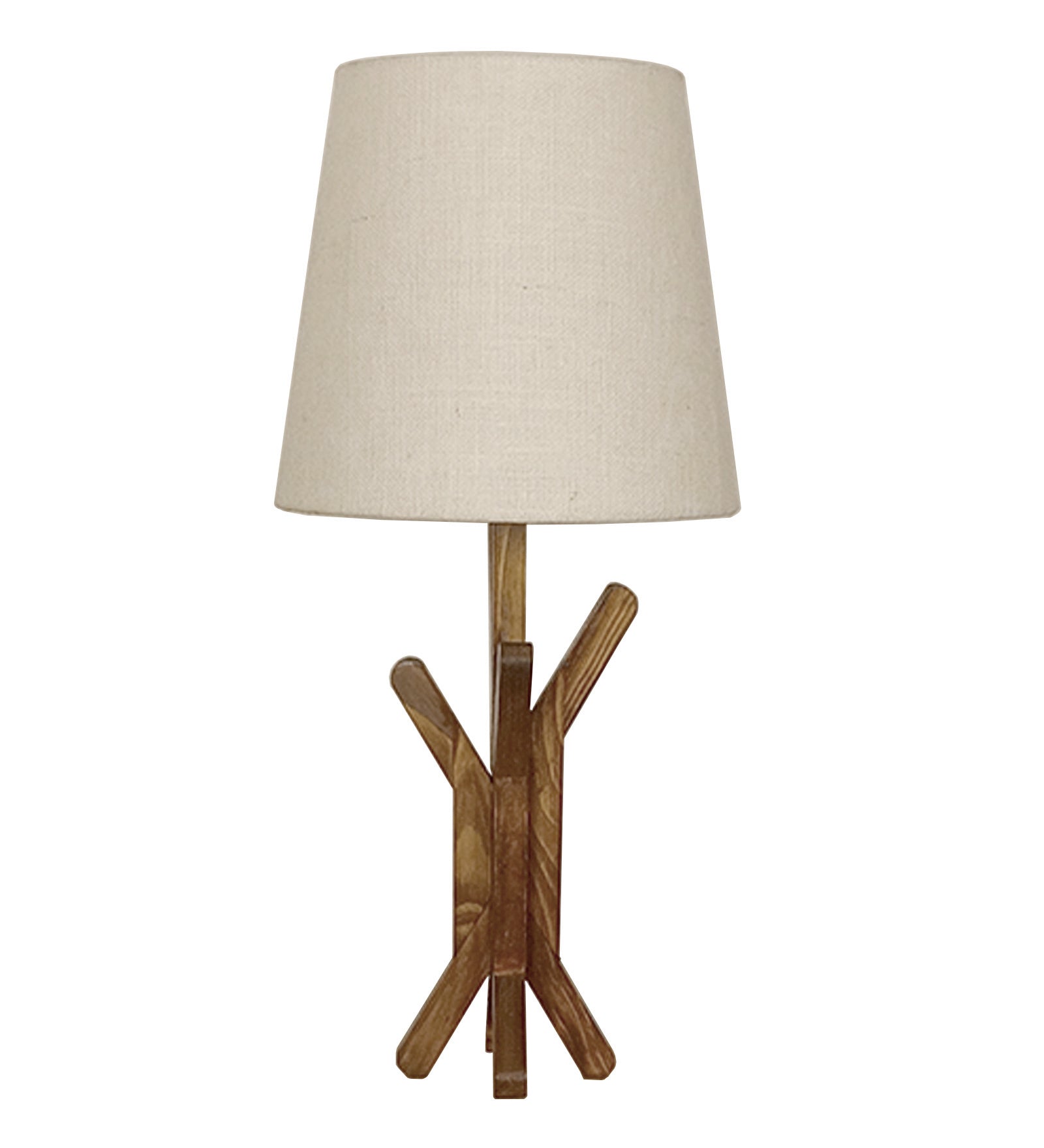 Vrikshya Wooden Table Lamp with Brown Base and Premium White Fabric Lampshade