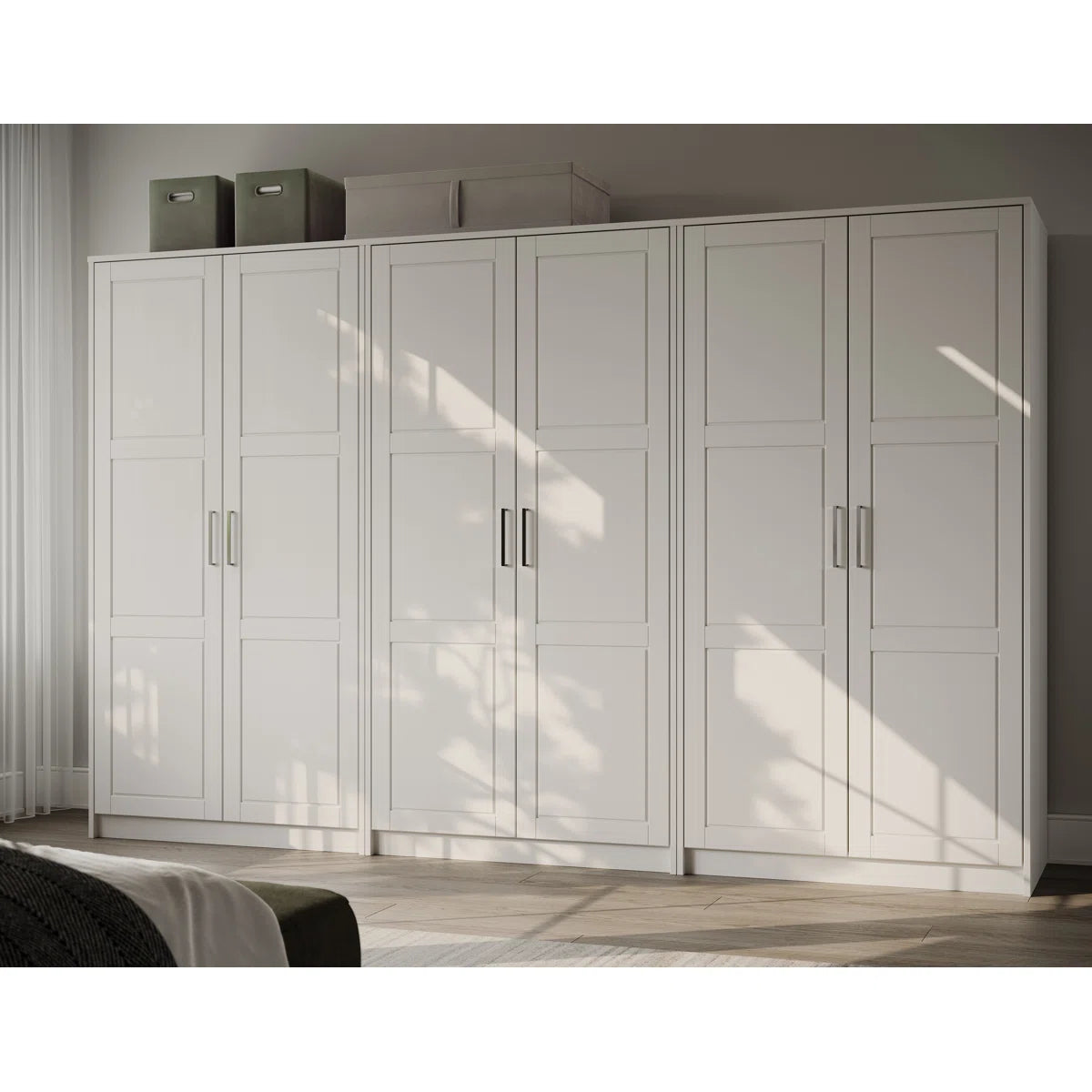 100% Solid Wood Swedesboro 6-Door Wardrobe