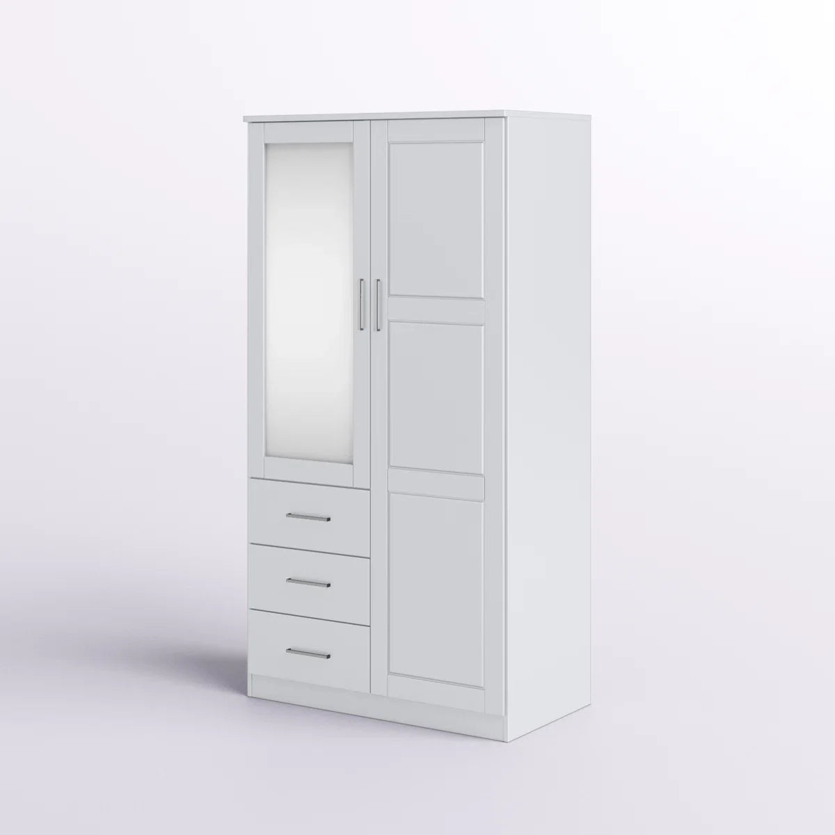 Metro 100% Solid Wood 2-door Wardrobe Armoire with Mirrored Door