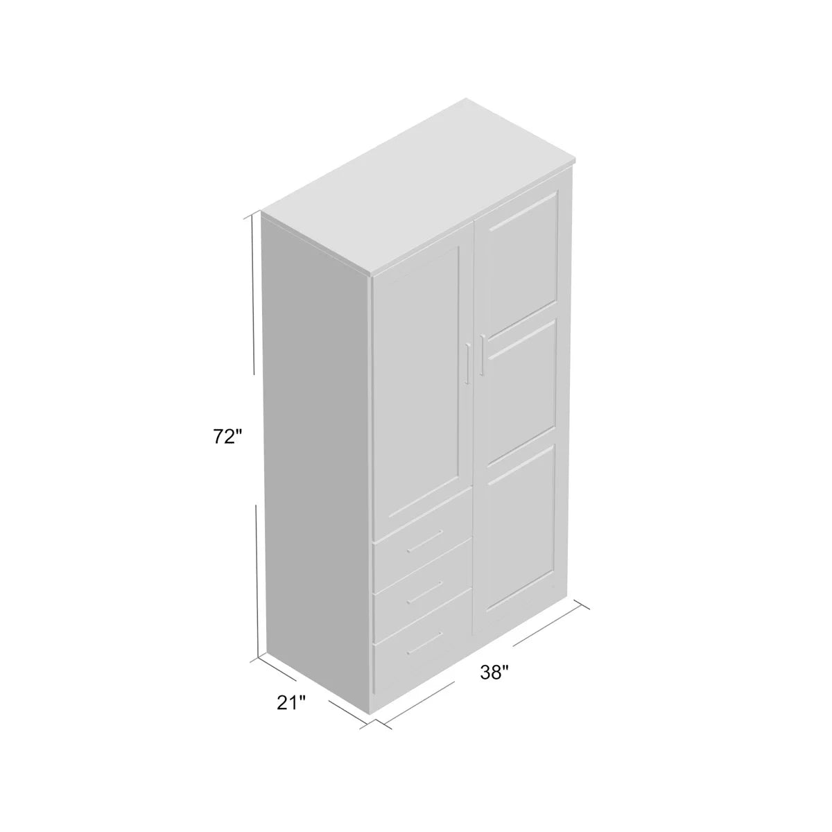 Metro 100% Solid Wood 2-door Wardrobe Armoire with Mirrored Door