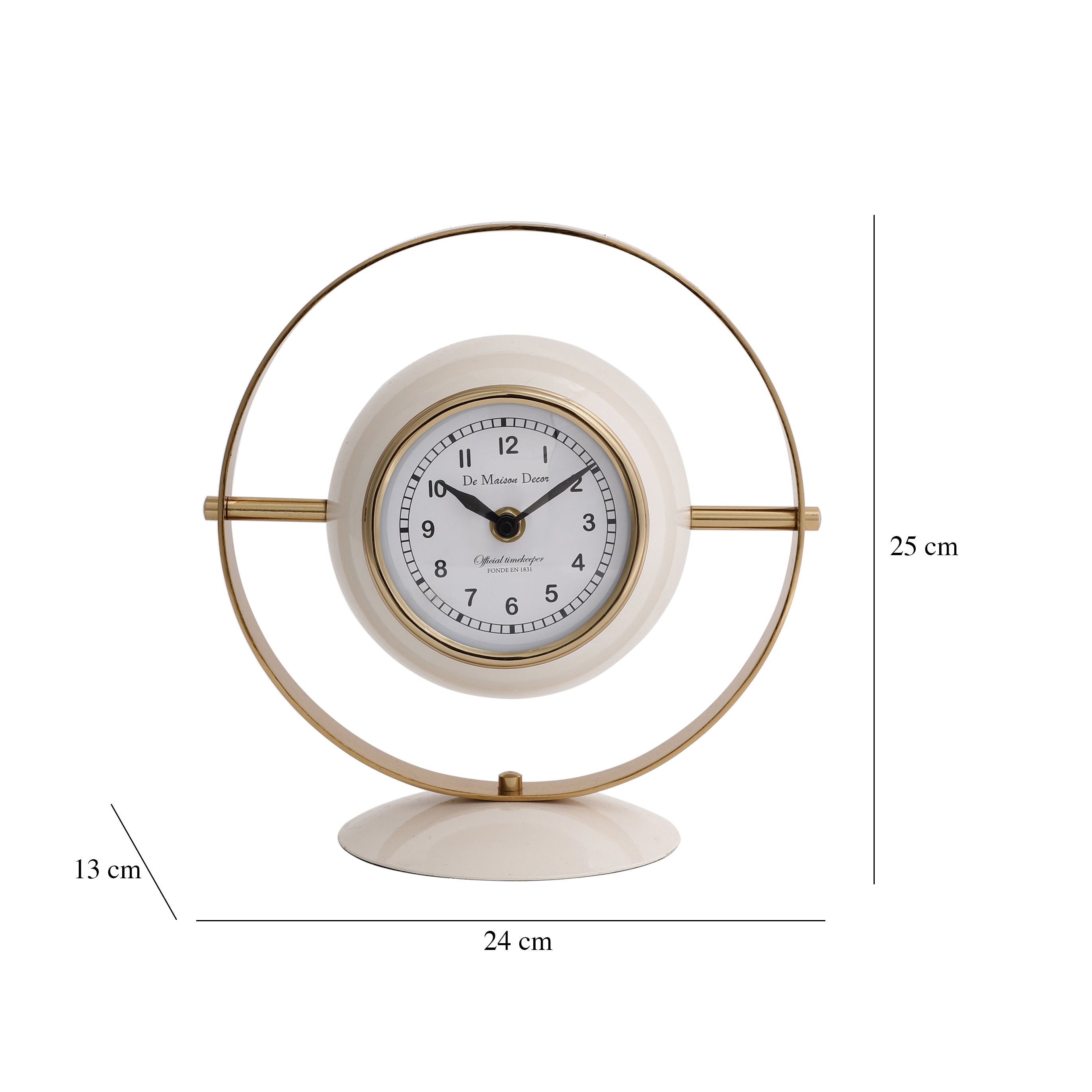 Halo Clock In Ivory White & Gold