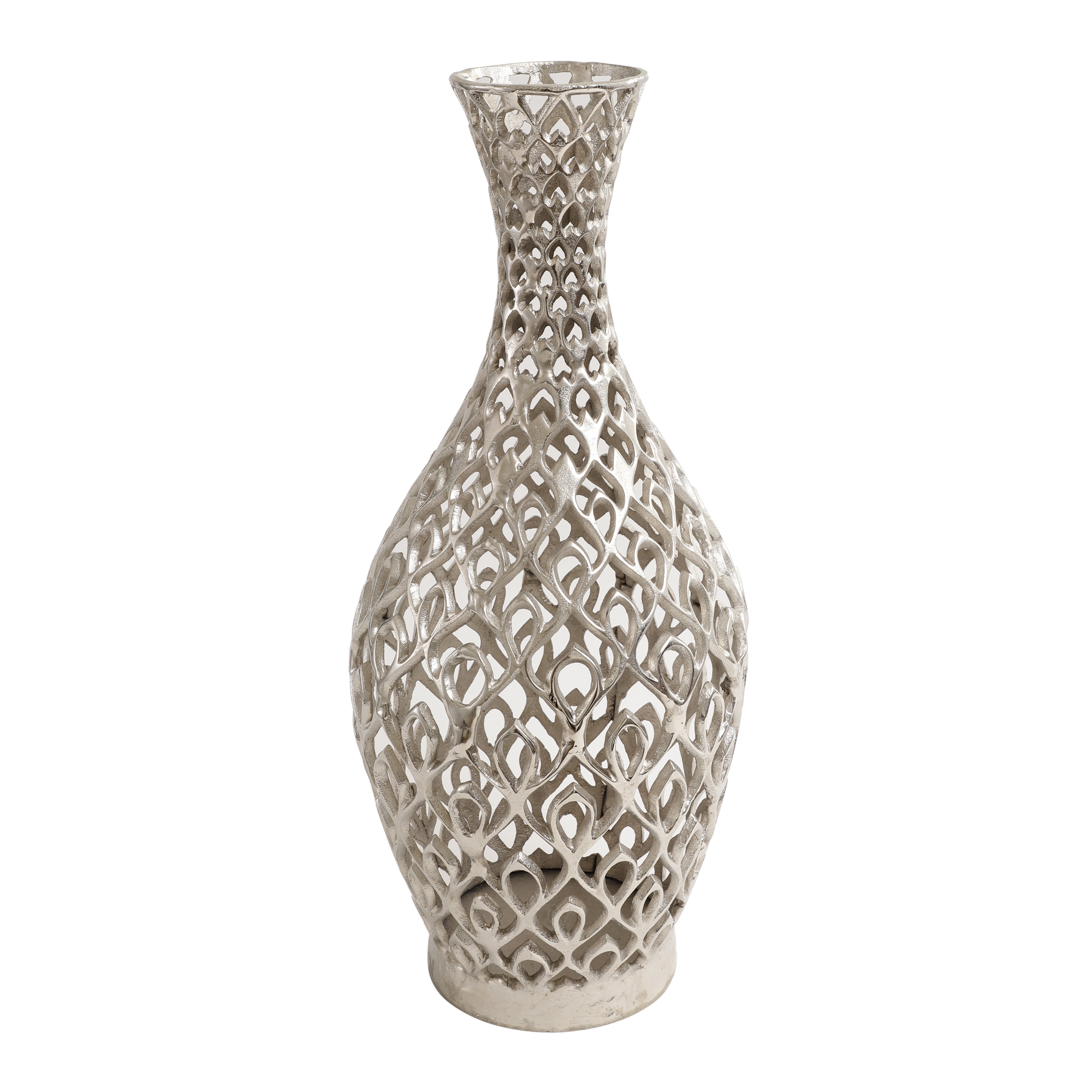 Cavendish Ornate Metal Floor Vase In Silver