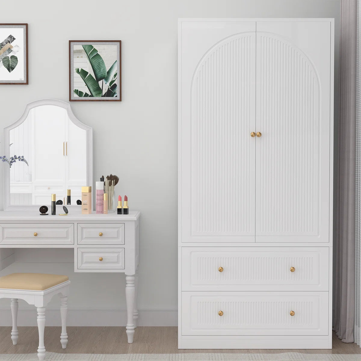 Winston Porter 70" Tall Wardrobe Armoire, Wooden Wardrobe Closet With Drawers, Coat Closet For Bedroom, Apartment, Dorm, White & Black