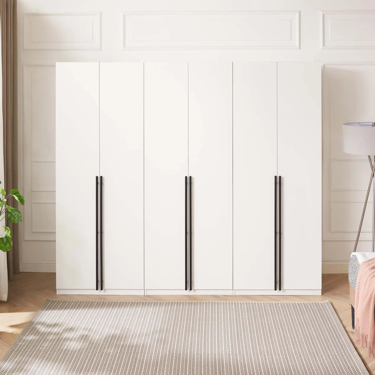 Lee Freestanding 3-Piece Module Wardrobe Closet with 2 Hanging Rods, 4 Drawers, 3 Shoe Storage and 6 Shelves