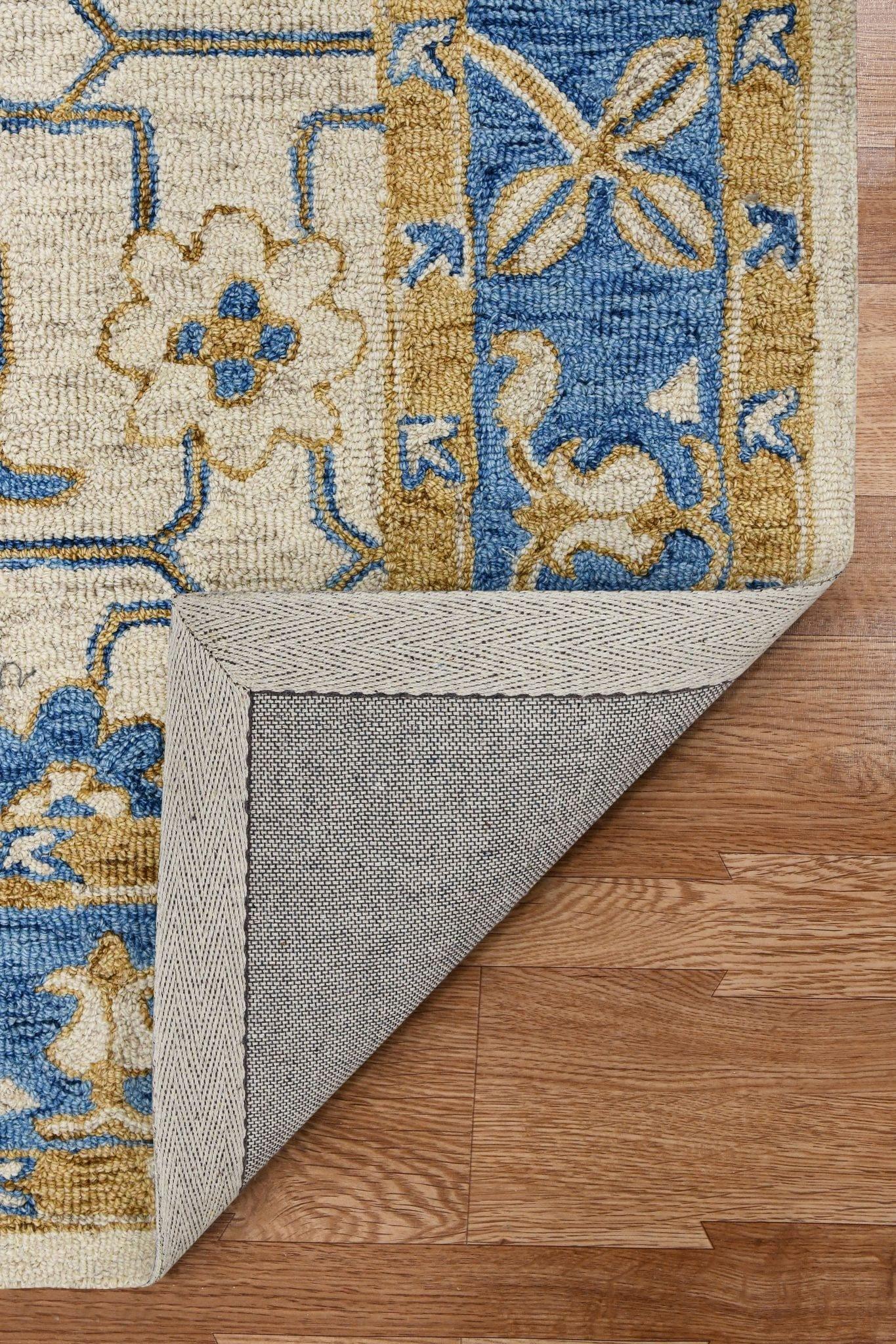 Royal Blue Wool Romania 8X10 Feet Hand-Tufted Carpet - Rug - Ouch Cart 