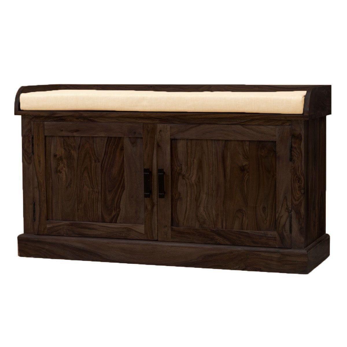 Sheesham Wood Hallway Storage Shoerack In Walnut Finish