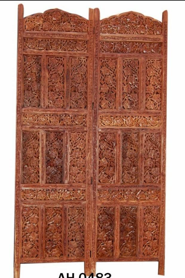 4 Panel Sheesham Wooden Partitions Room Dividers Screen Separators for Living Room