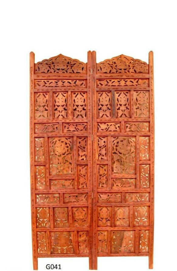 Wooden Partition/Room Divider 4 Panel Sheesham wood (Brown) - Ouch Cart 