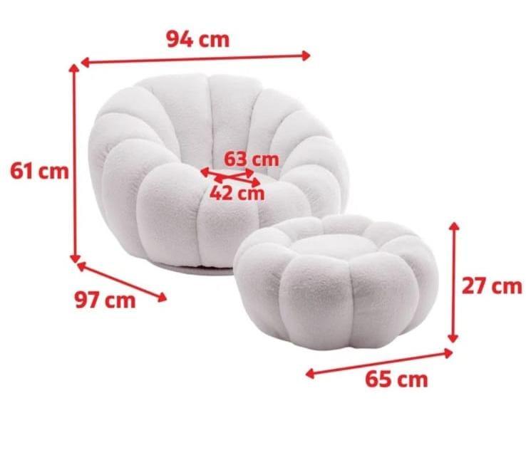 Perse Upholstered Swivel Accent Chair with Footstool - Ouch Cart 