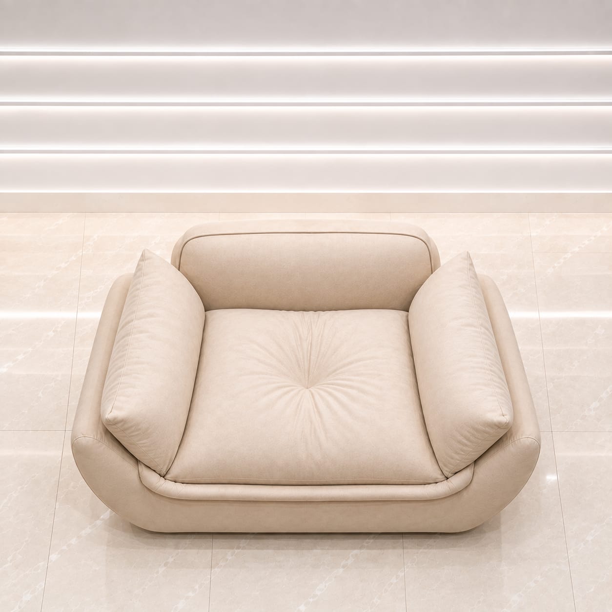 Ouch Cart Modern Luxury 2 Seater Sofa | Plush Cream Upholstered Sofa for Living Room