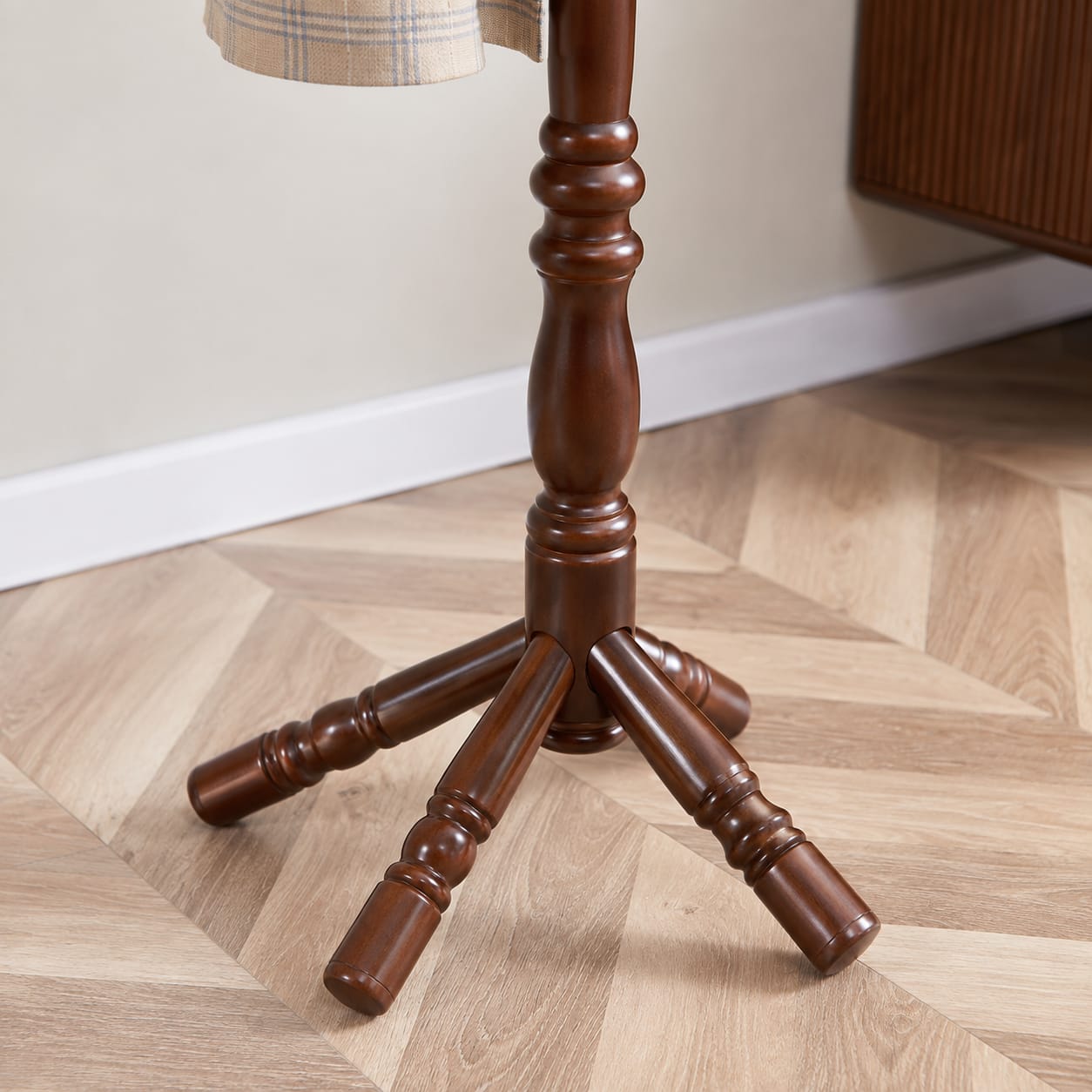 Ouch Cart Wooden Coat Stand | Freestanding Solid Wood Clothes Hanger with Multiple Hooks for Home