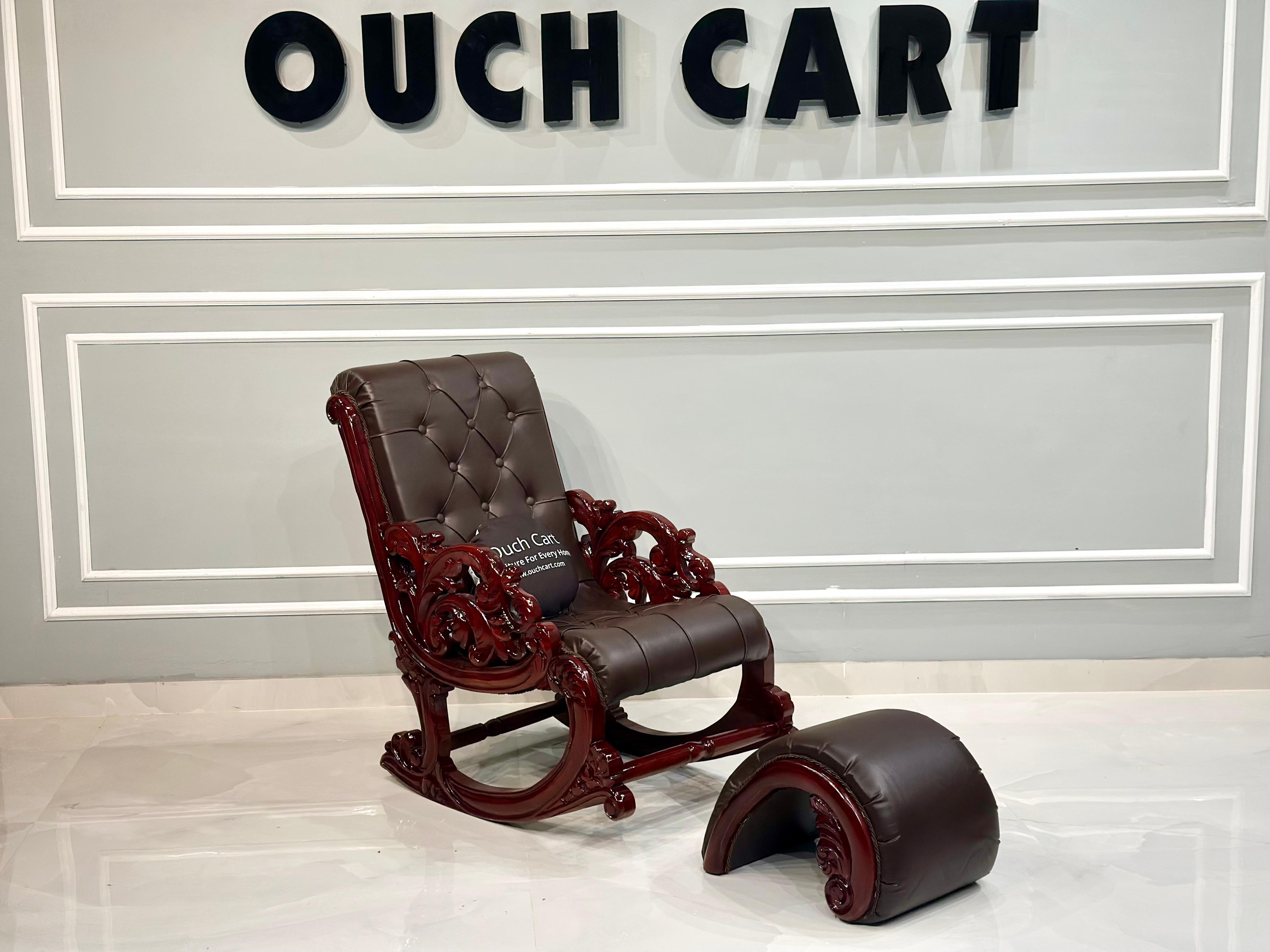 Hand-Carved Teak Wood Rocking Chair – Timeless Craftsmanship