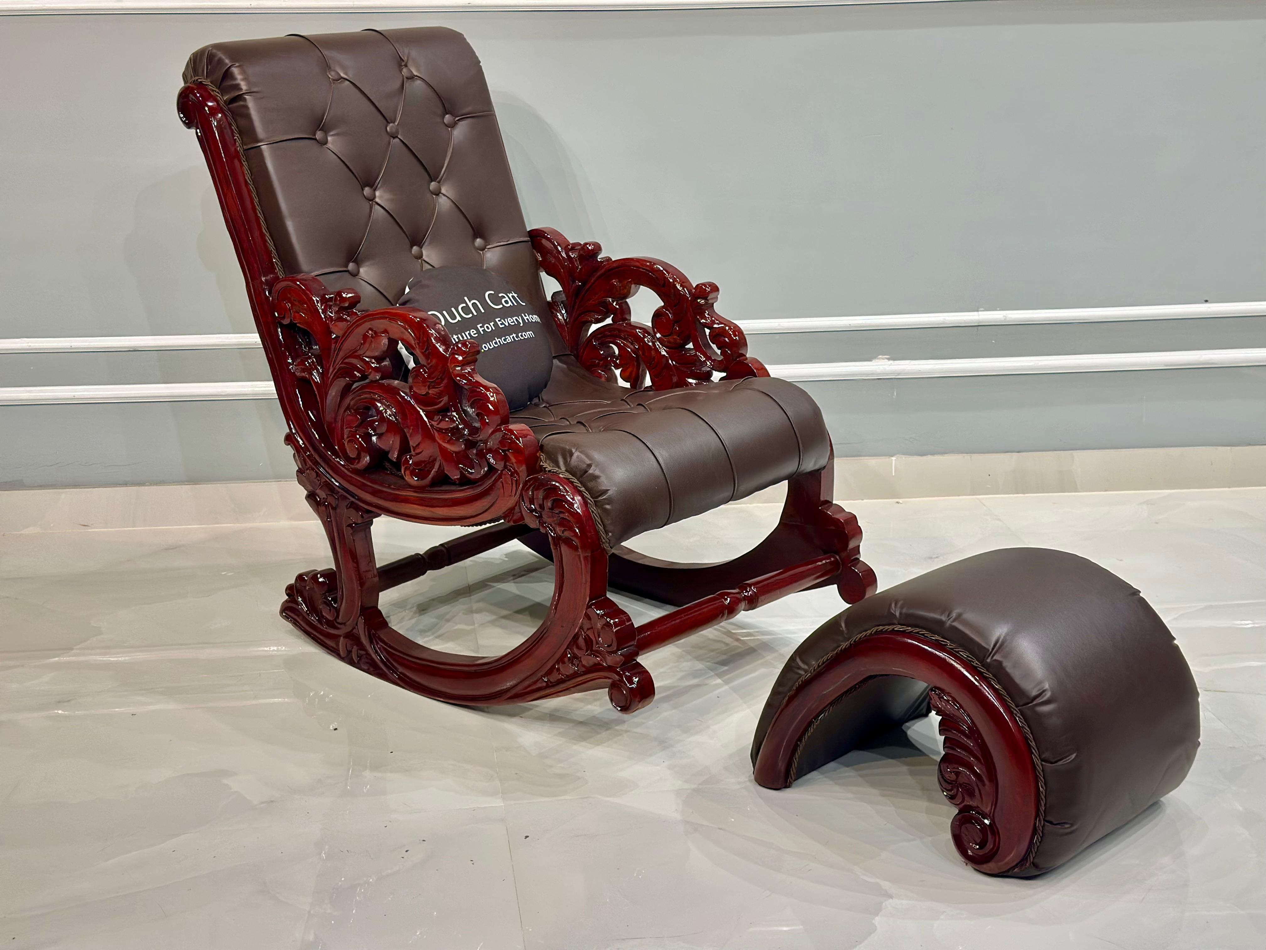 Hand-Carved Teak Wood Rocking Chair – Timeless Craftsmanship