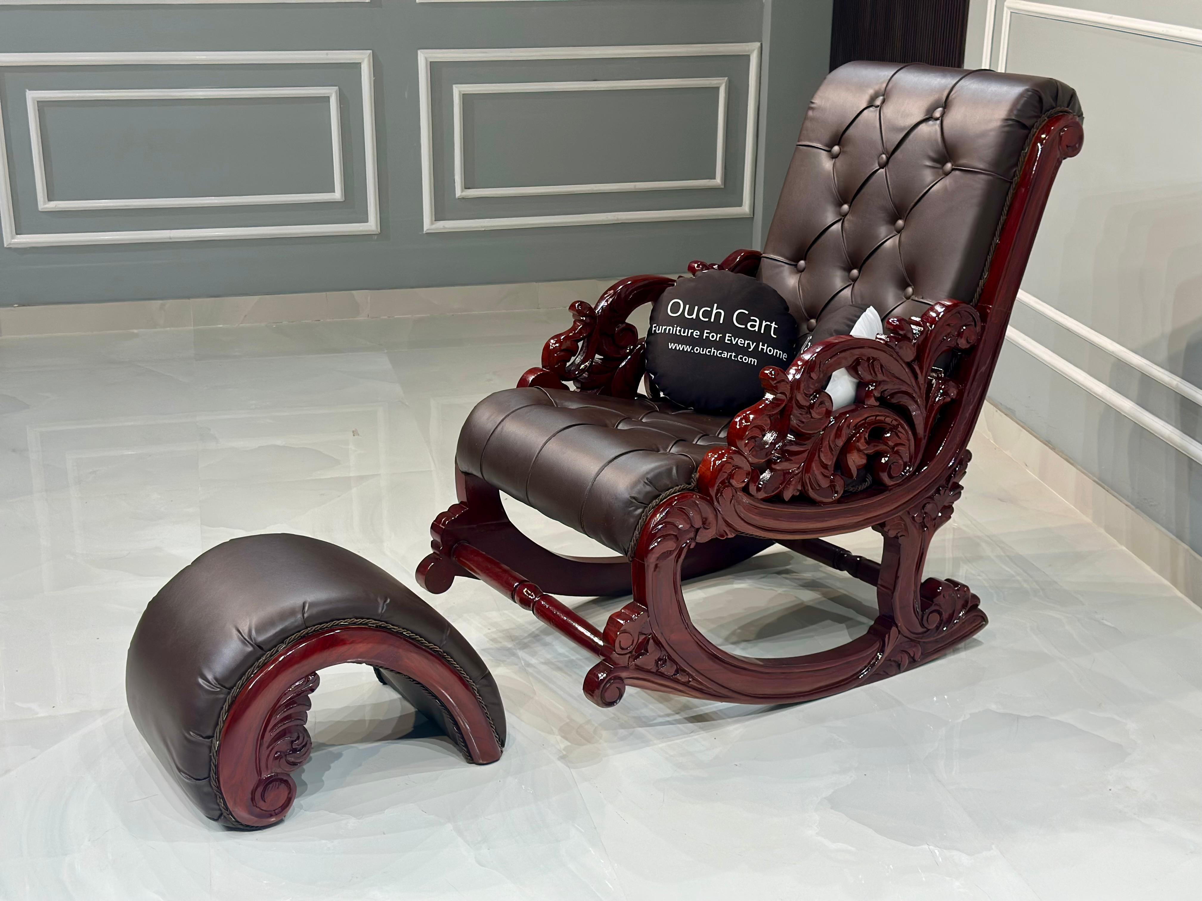 Hand-Carved Teak Wood Rocking Chair – Timeless Craftsmanship