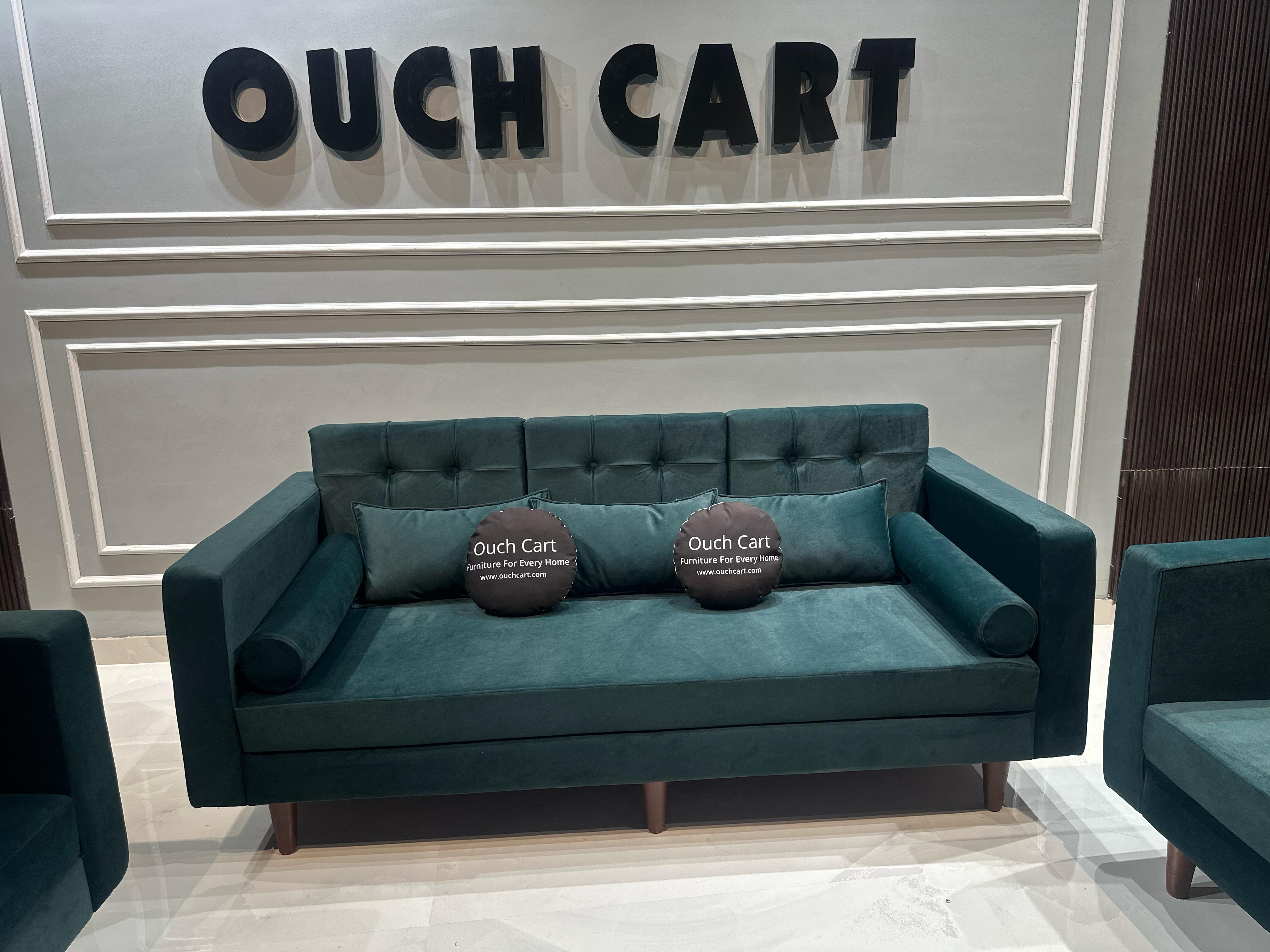 VELVET 3+2+1  SEATER FABRIC SOFA FOREST GREEN COLOUR