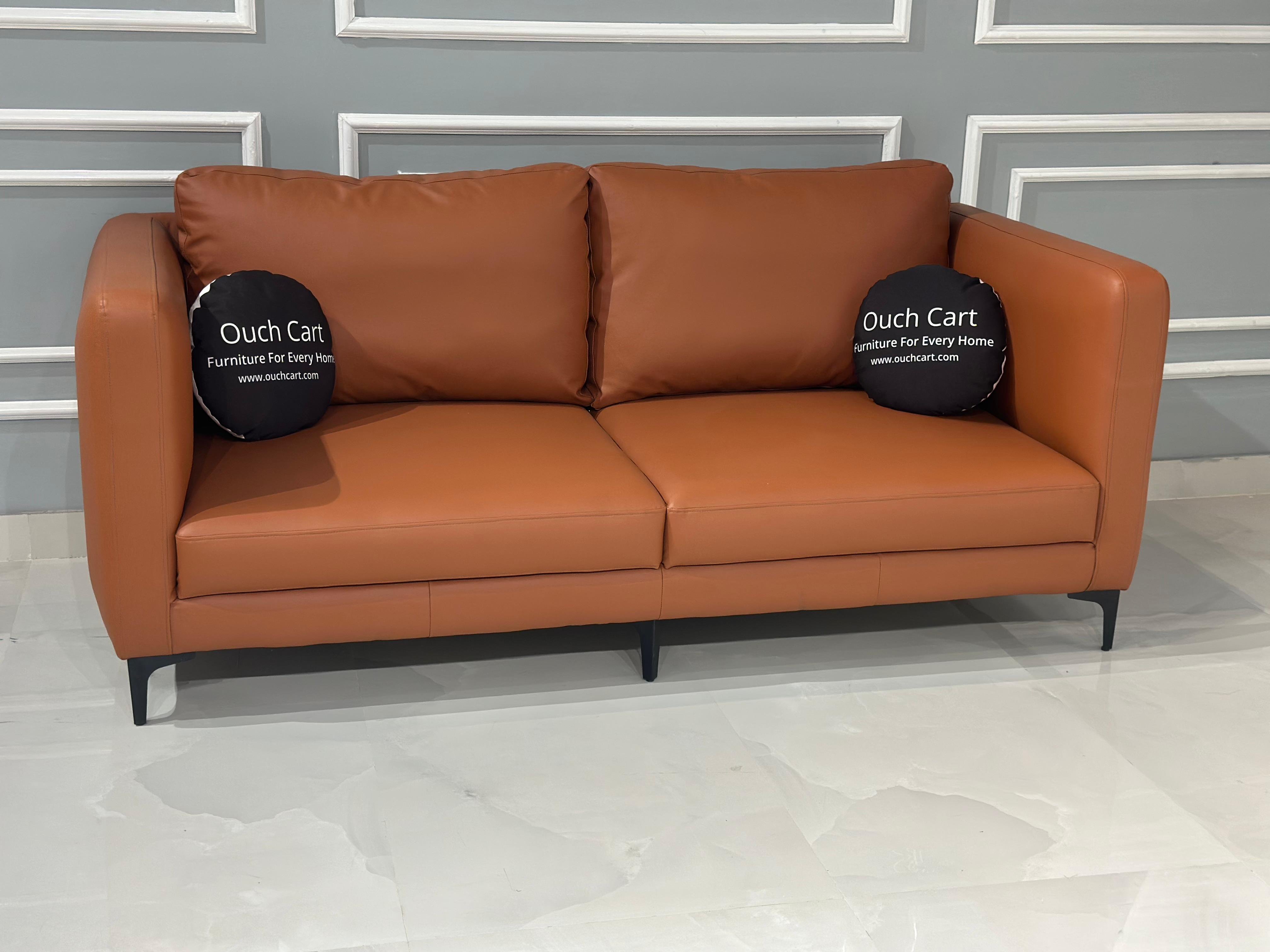 Leatherette 2 Seater Sofa in Lama Brown Colour