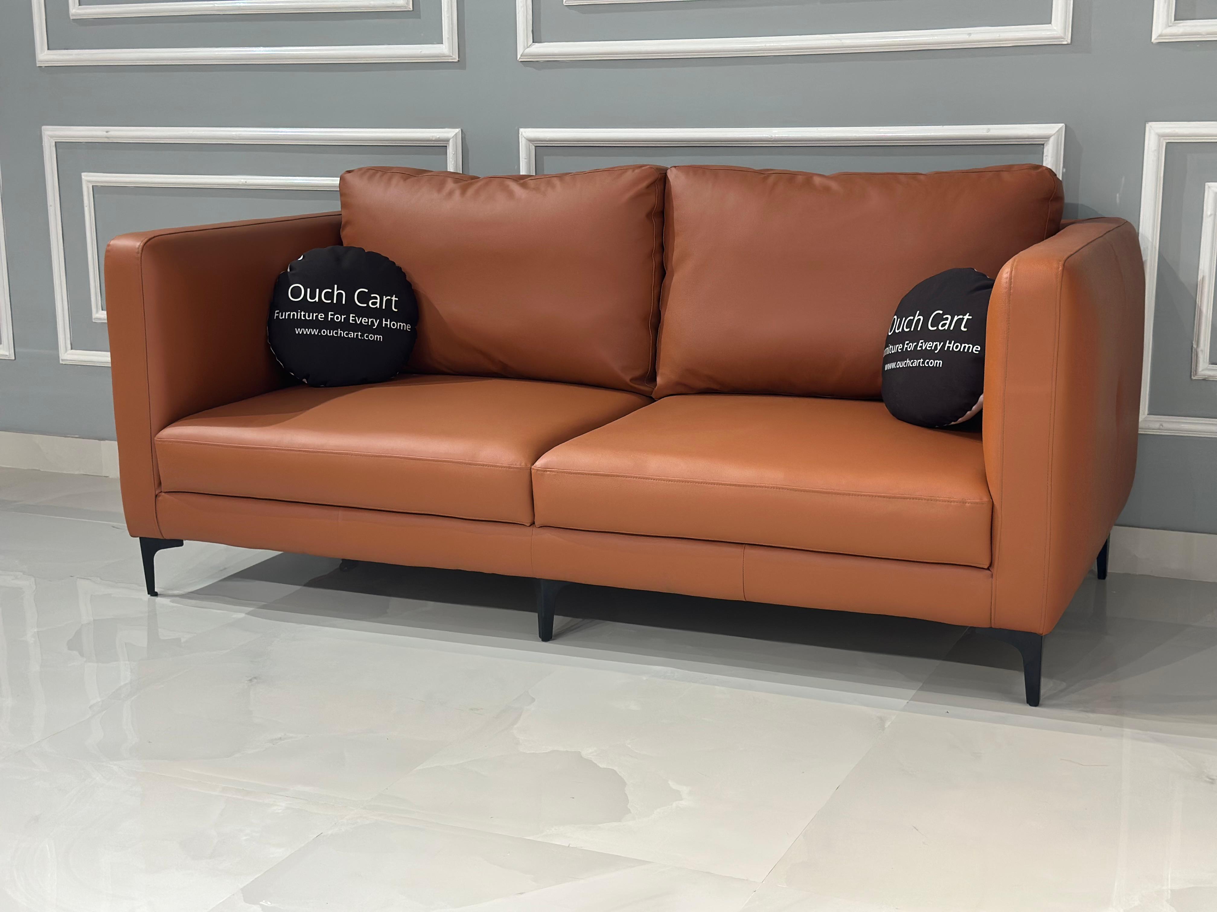 Leatherette 2 Seater Sofa in Lama Brown Colour