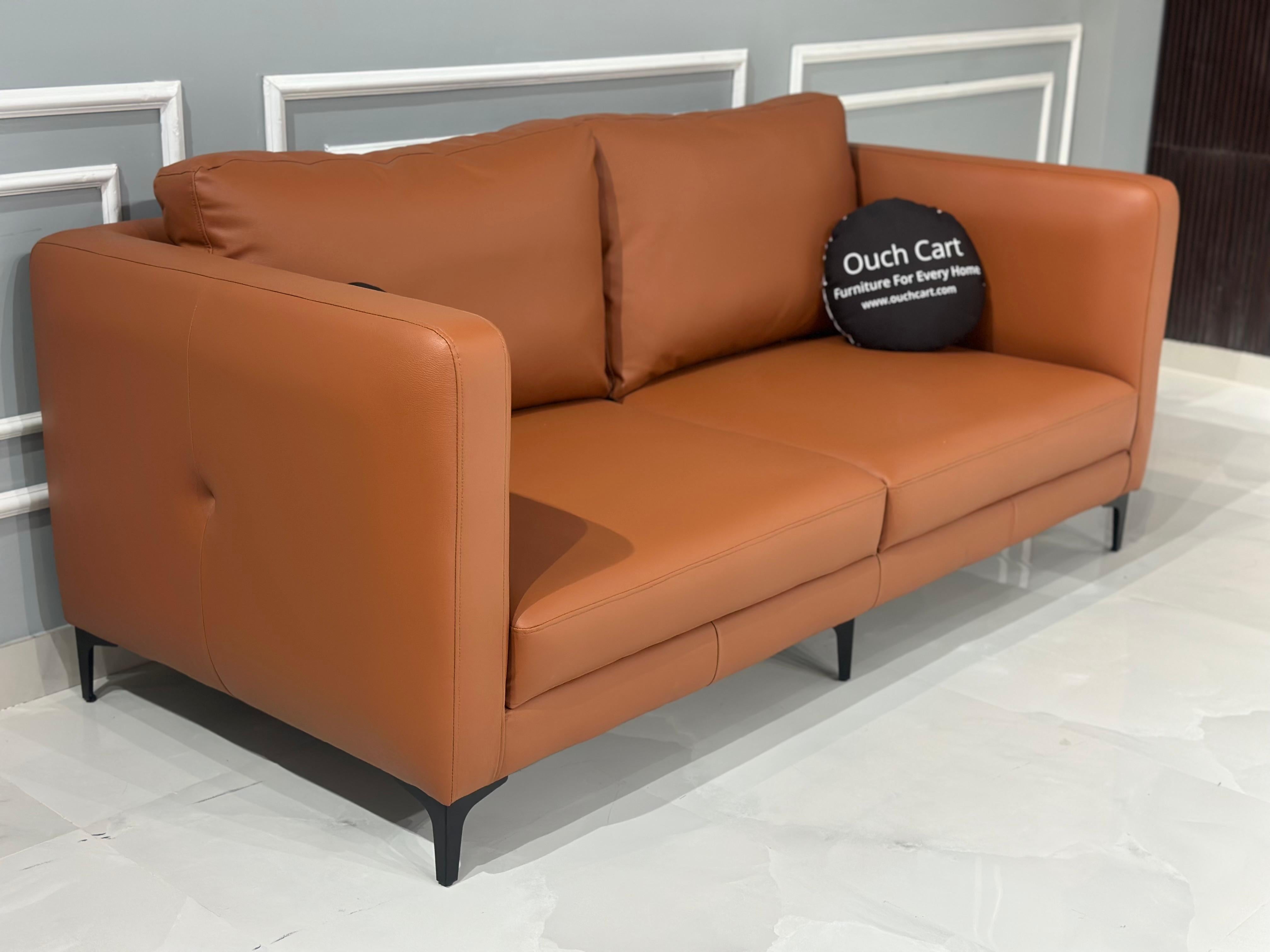 Leatherette 2 Seater Sofa in Lama Brown Colour