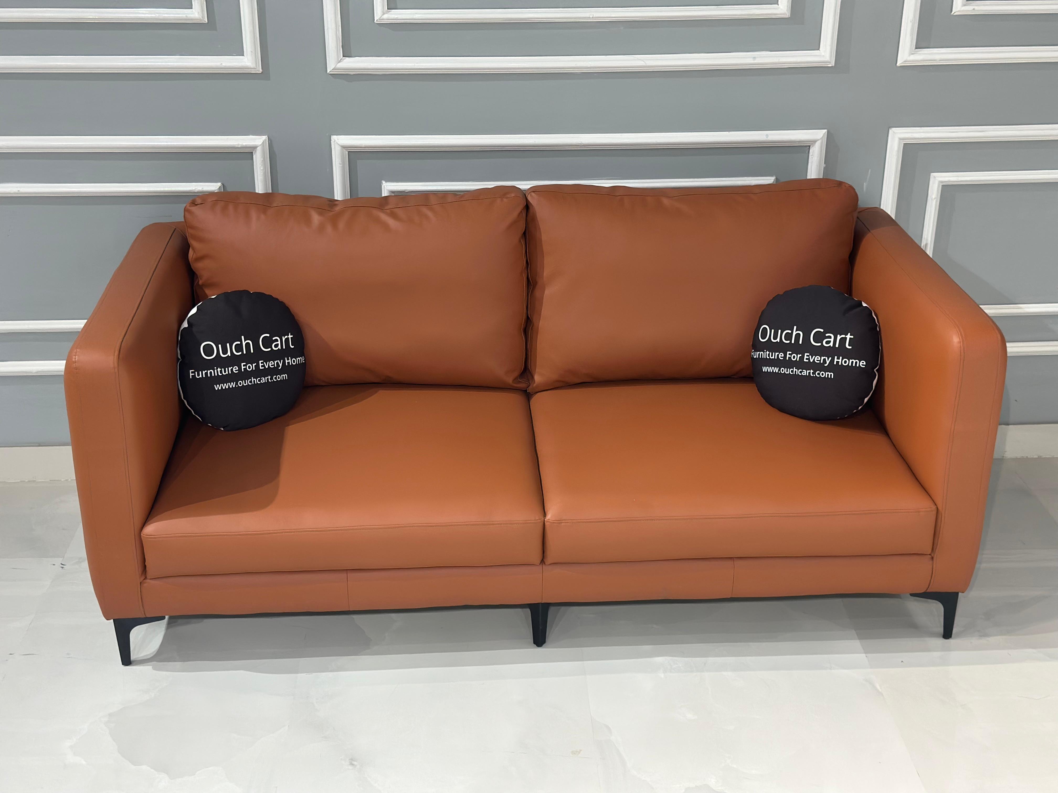 Leatherette 2 Seater Sofa in Lama Brown Colour
