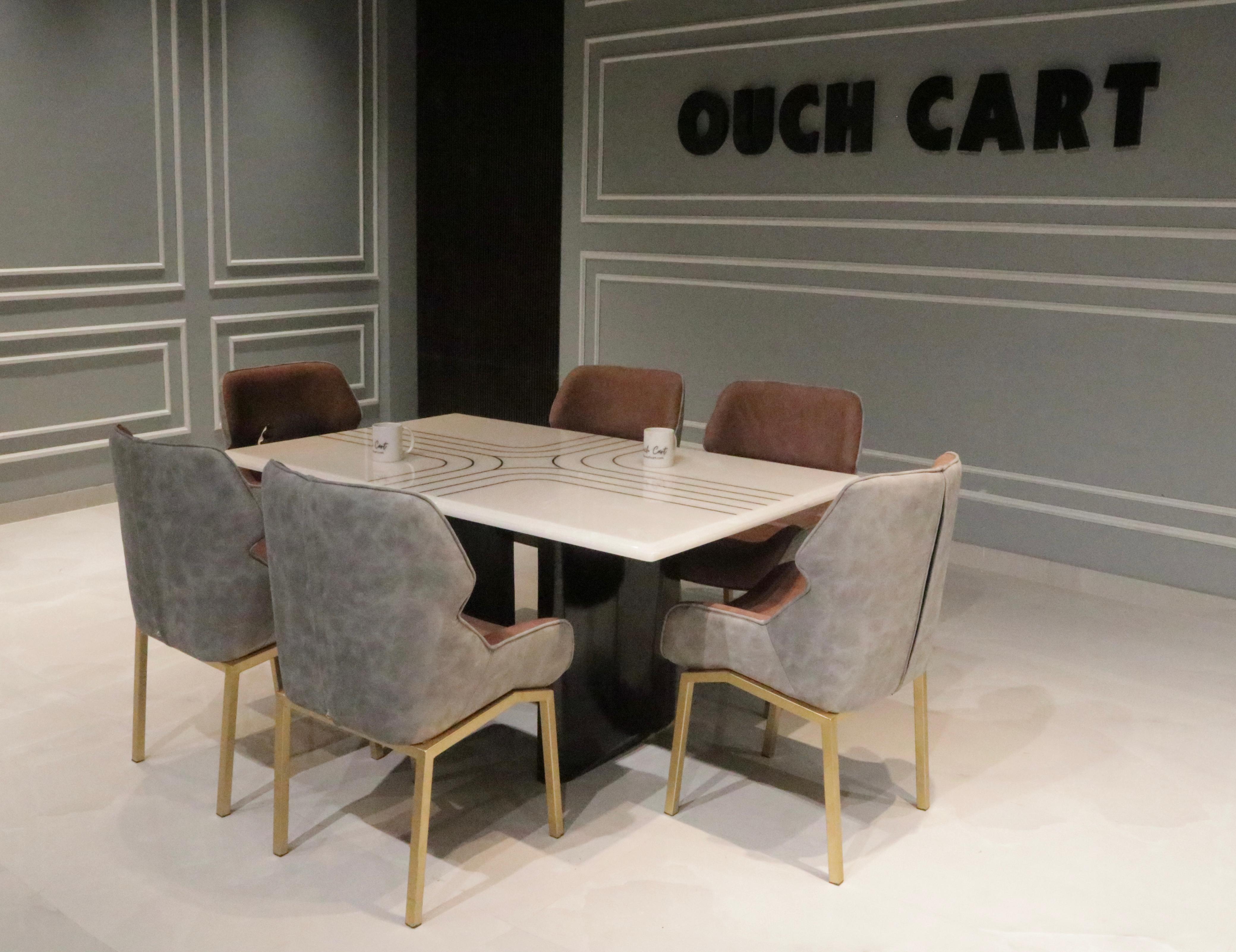 6-Seater Dining Table Set with Stunning Onex Marble Top – A Perfect Blend of Luxury and Functionality
