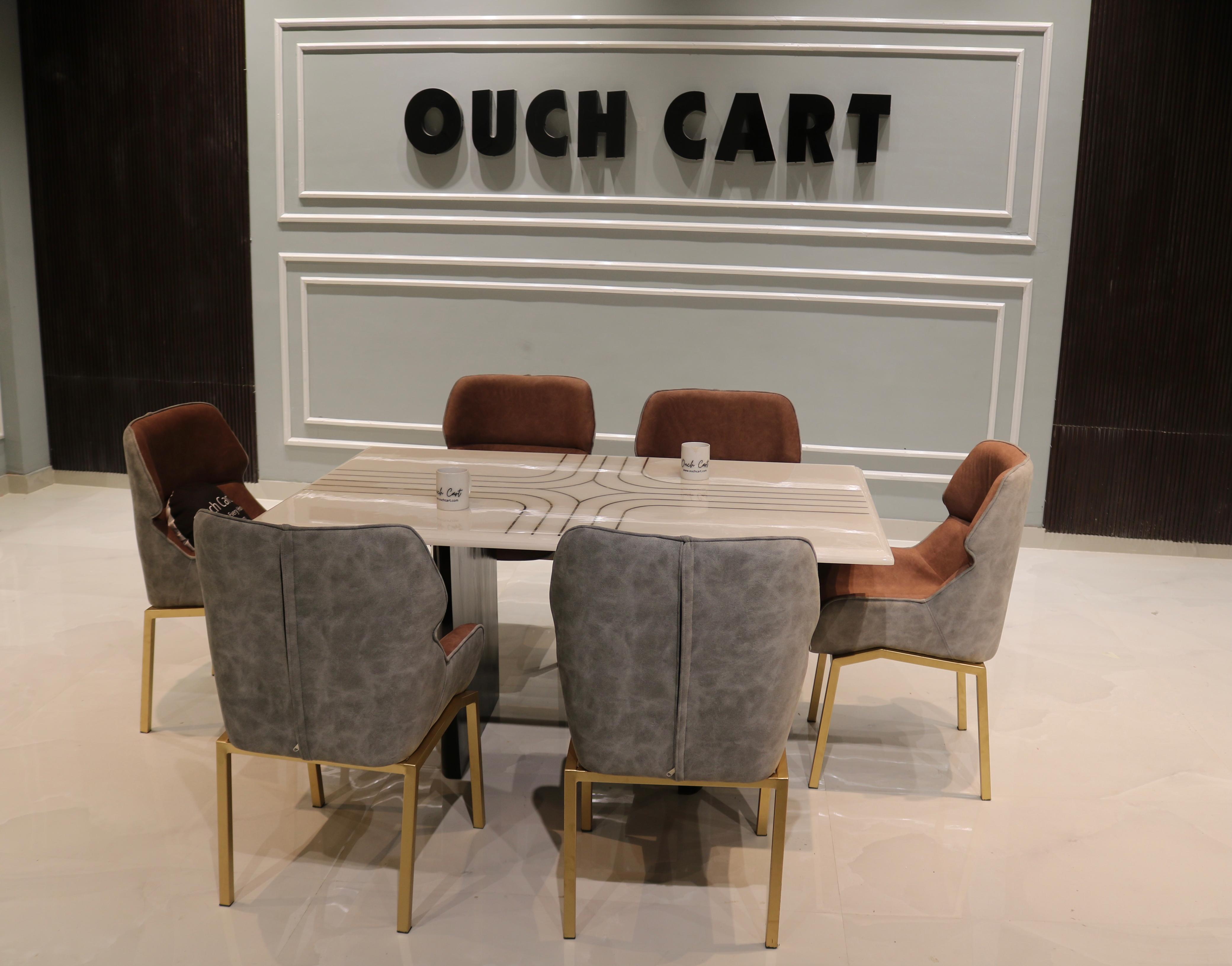 6-Seater Dining Table Set with Stunning Onex Marble Top – A Perfect Blend of Luxury and Functionality