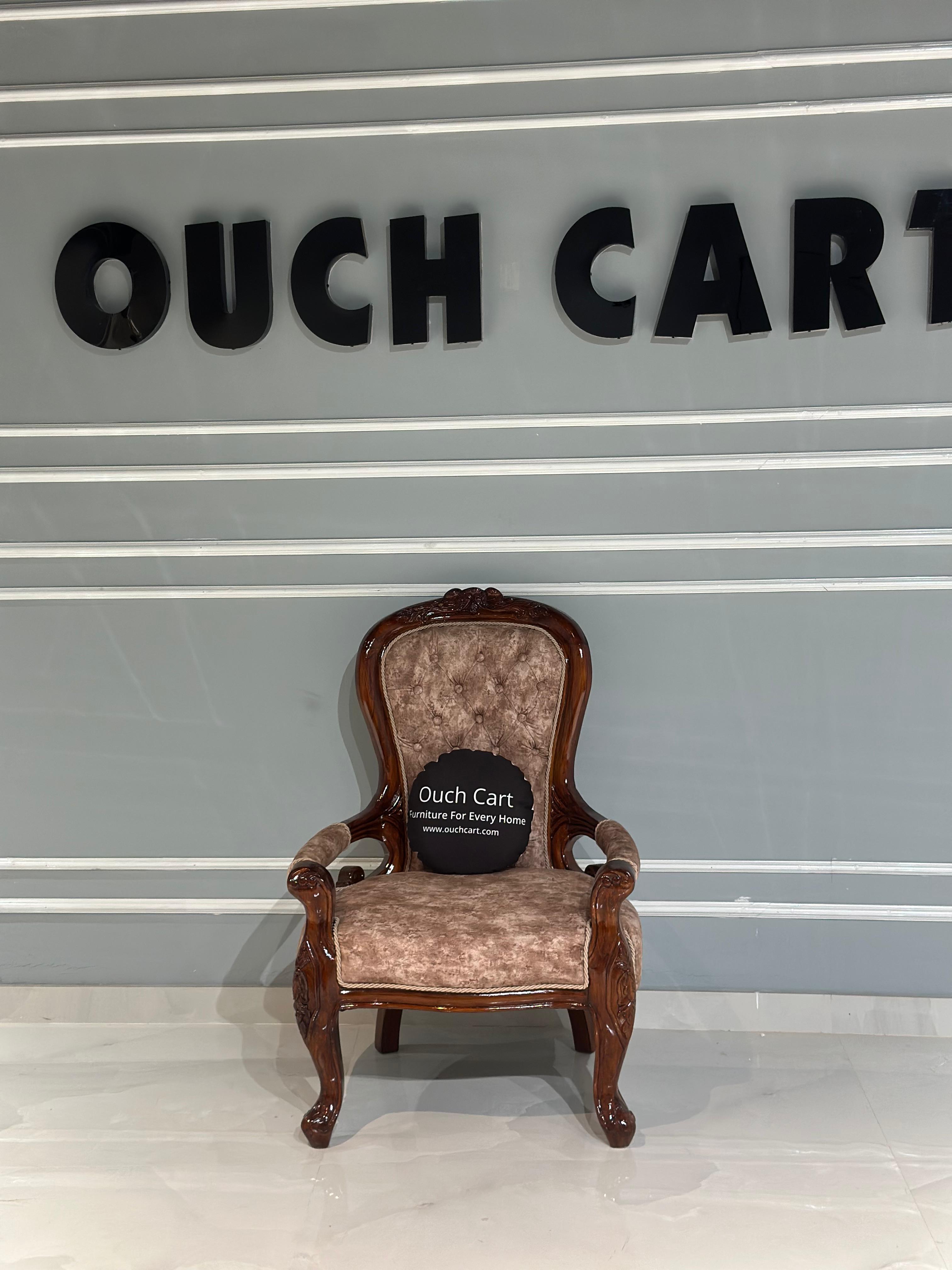 Teak Wood Handcrafted Royal Comfort Chair- WIng chair- Arm Chair
