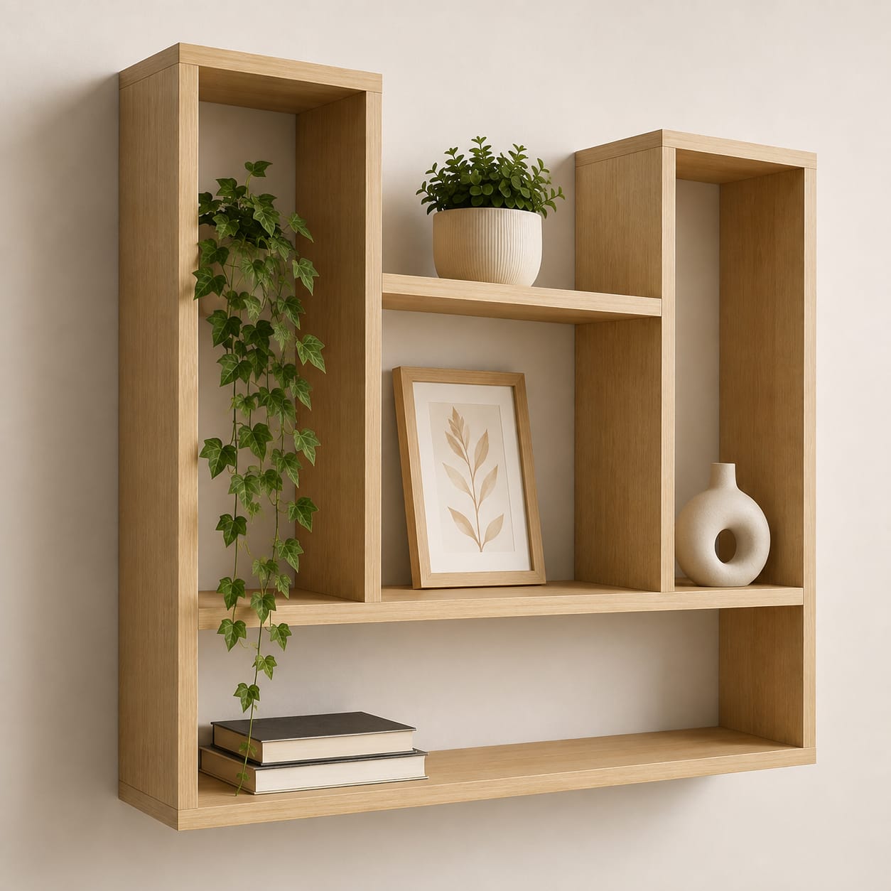 Modern Wooden Open Display Shelf | Multipurpose Wall & Table Organizer