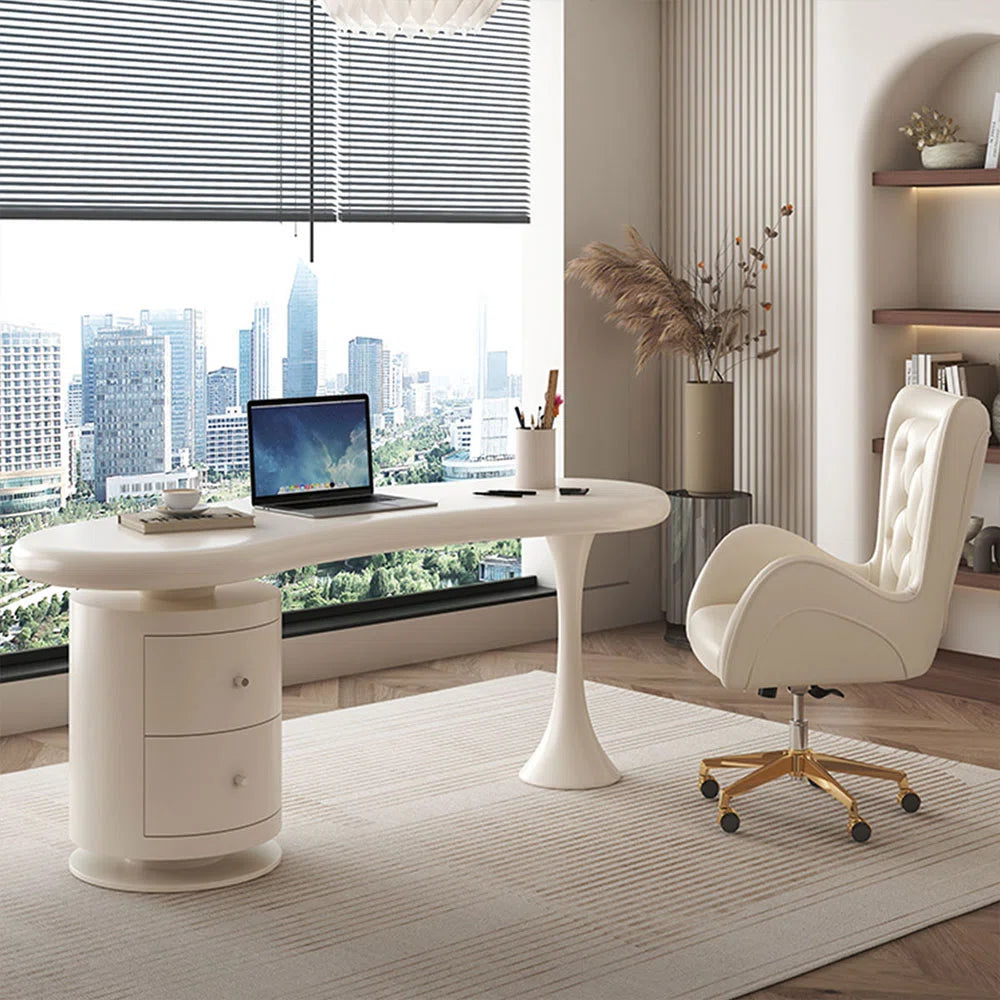 Premium Modern Study Desk with 3-Drawer Storage Cabinet | Eco-Friendly Lacquer Finish Office Table