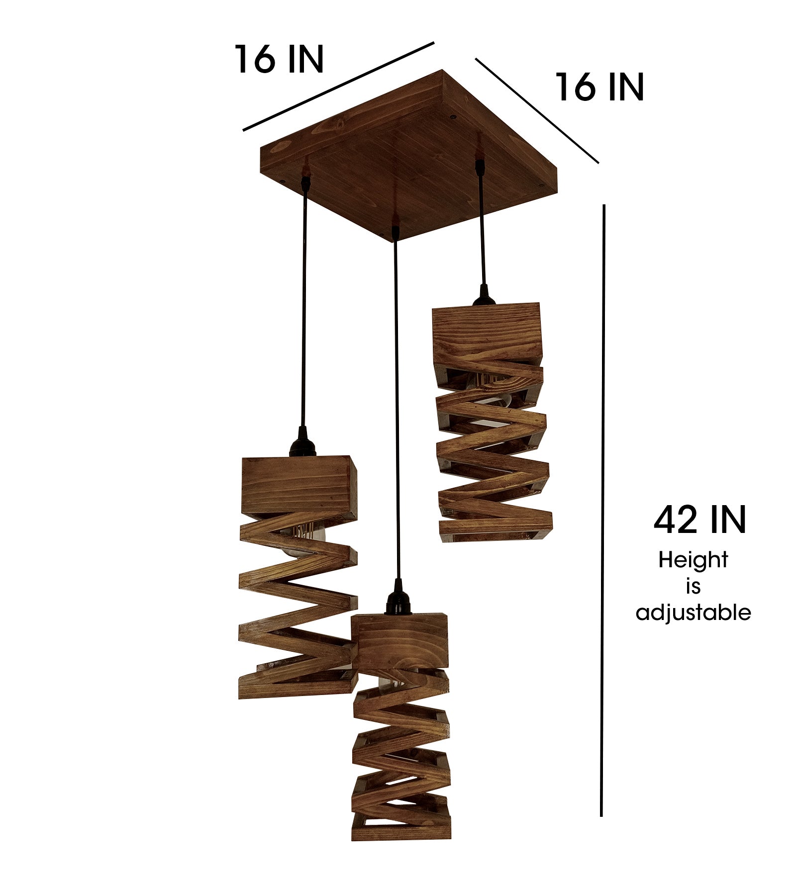 Wiggle Brown Wooden Cluster Hanging Lamp (BULB NOT INCLUDED)