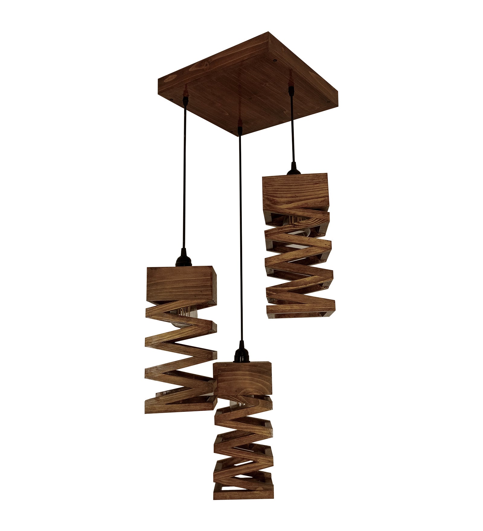 Wiggle Brown Wooden Cluster Hanging Lamp (BULB NOT INCLUDED)