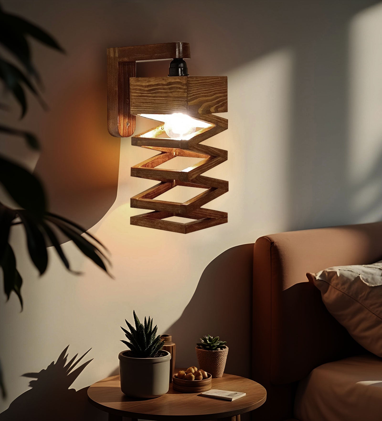 Wiggle Brown Wooden Wall Light (BULB NOT INCLUDED)