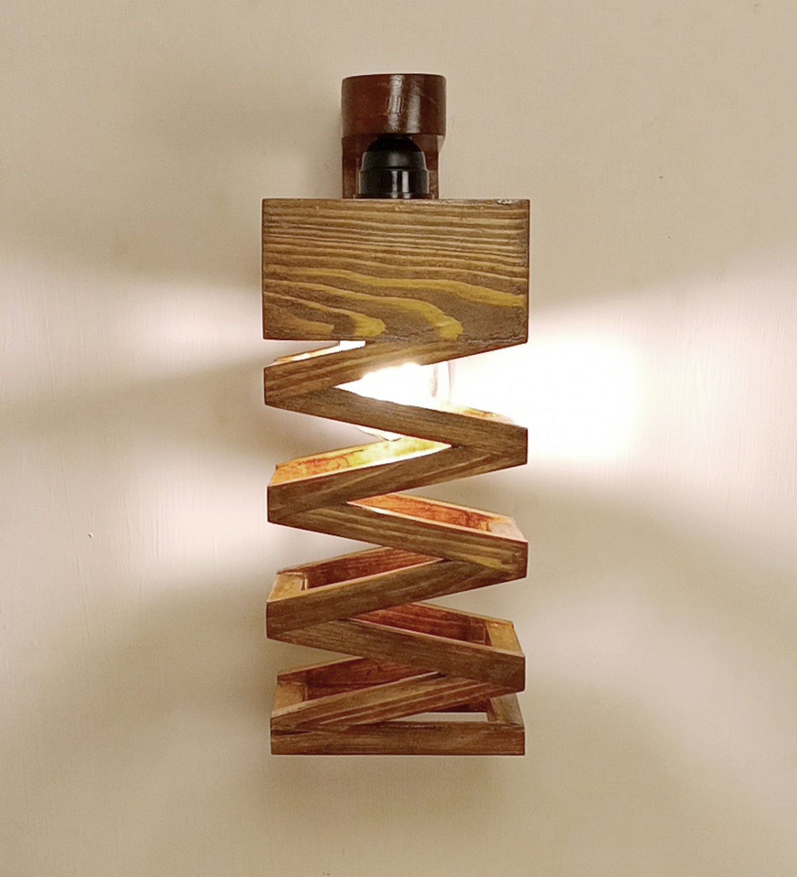 Wiggle Brown Wooden Wall Light (BULB NOT INCLUDED)