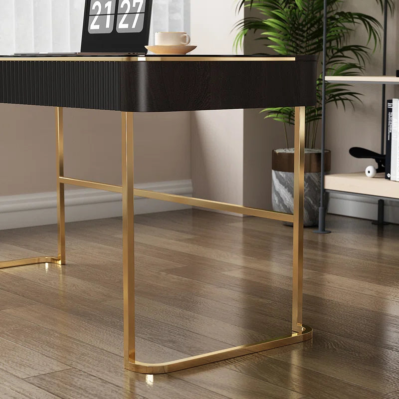 Glass Top Metal Base Writing Desk