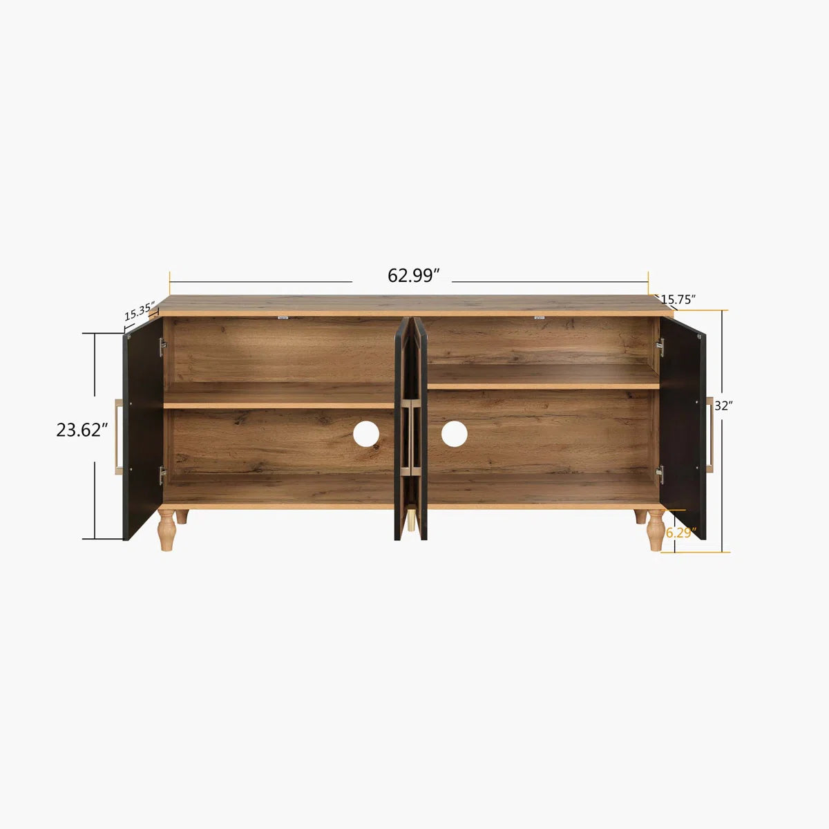 Wood Storage Cabinet with Carved Door and Metal Handle, Versatile and Stylish for Home Decor