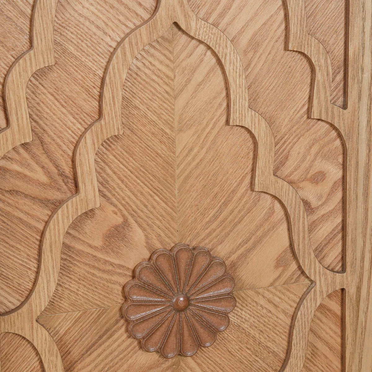 Wood Storage Cabinet with Carved Door and Metal Handle, Versatile and Stylish for Home Decor