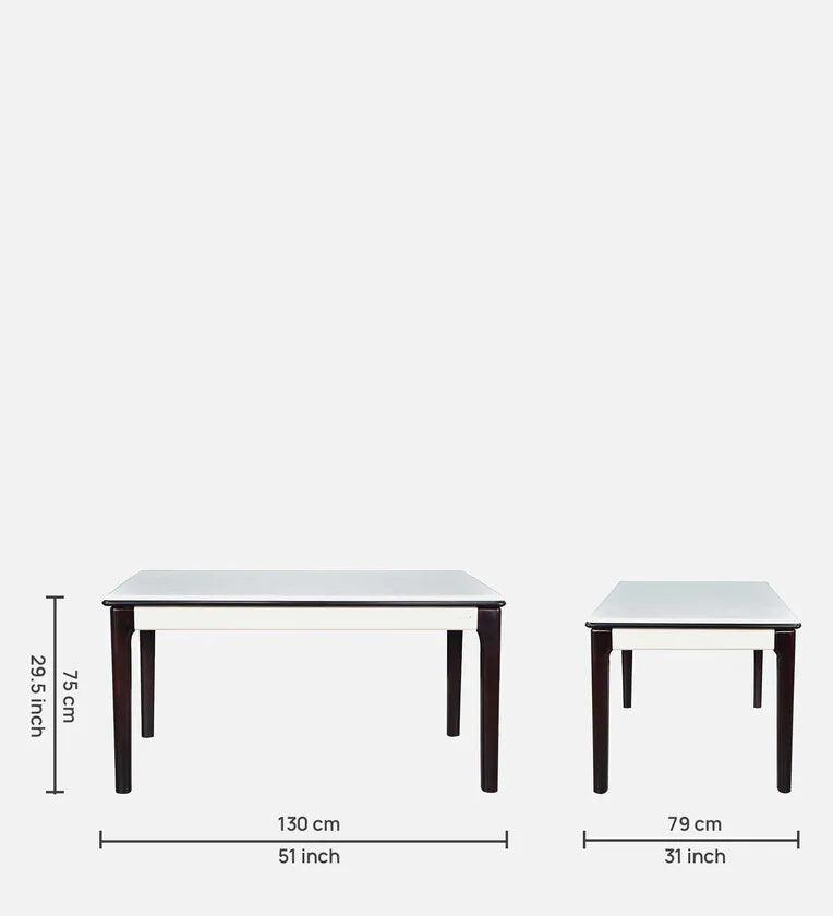 Marble 4 Seater Dining Set in White & Black Colour - Ouch Cart 