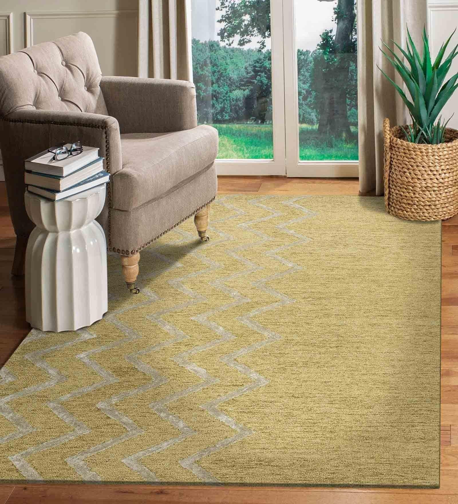 GOLD Wool & Viscose Canyan 4x6 Feet Hand-Tufted Carpet - Rug - Ouch Cart 