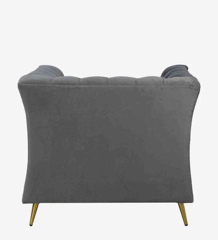 Velvet 1 Seater Sofa In Fossil Grey Colour - Ouch Cart 