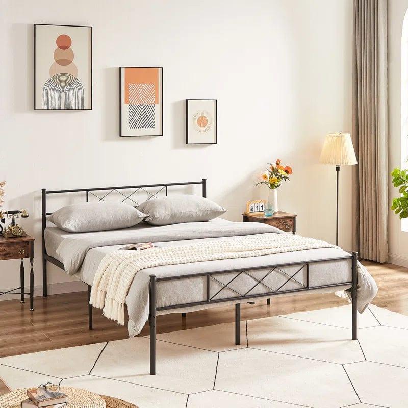 YT Metal Bed Frame with Headboard / Steel Slat Support - Ouch Cart 