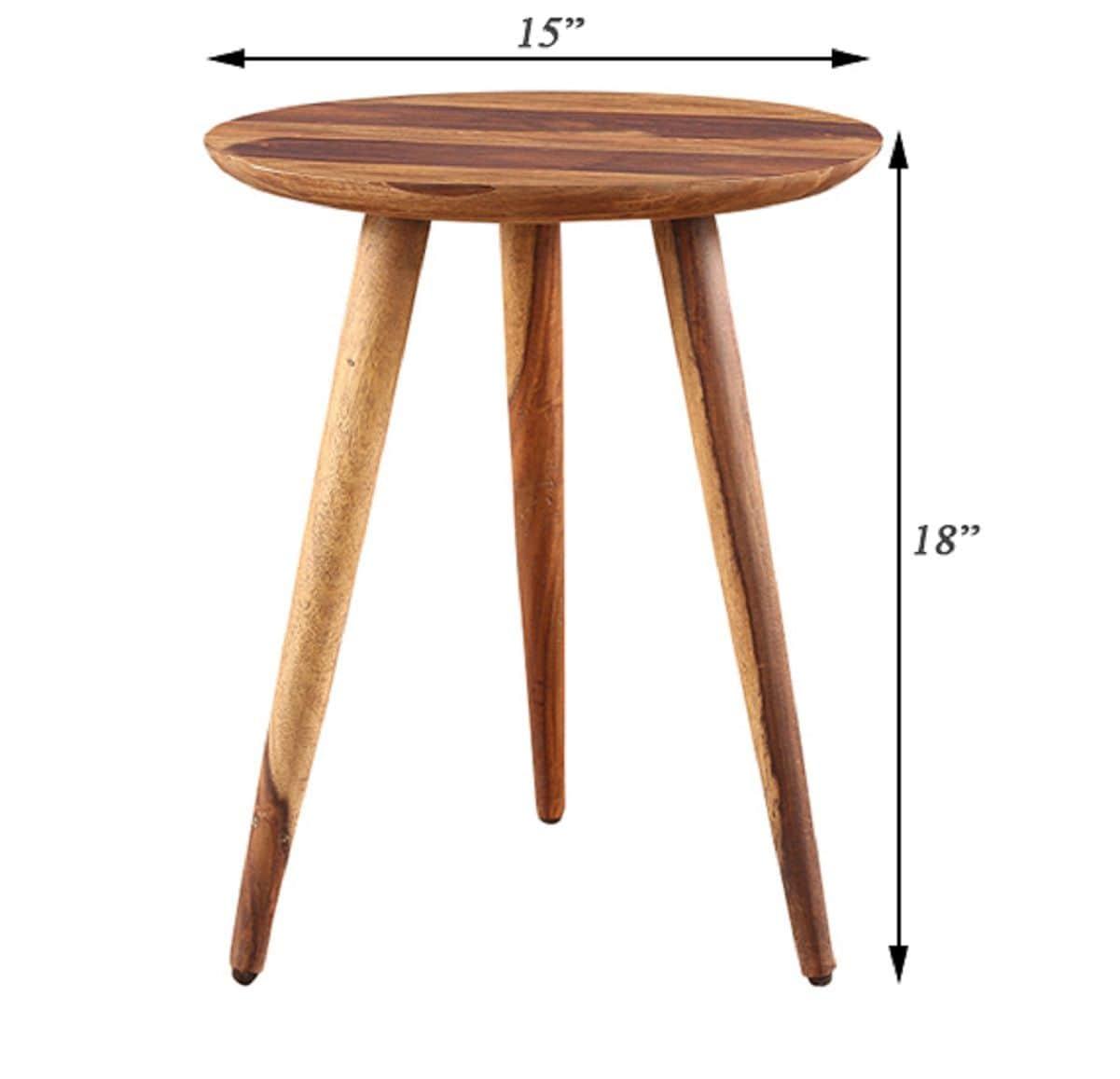 Sheesham Wood Tripod Stool In Honey Finish - Ouch Cart 