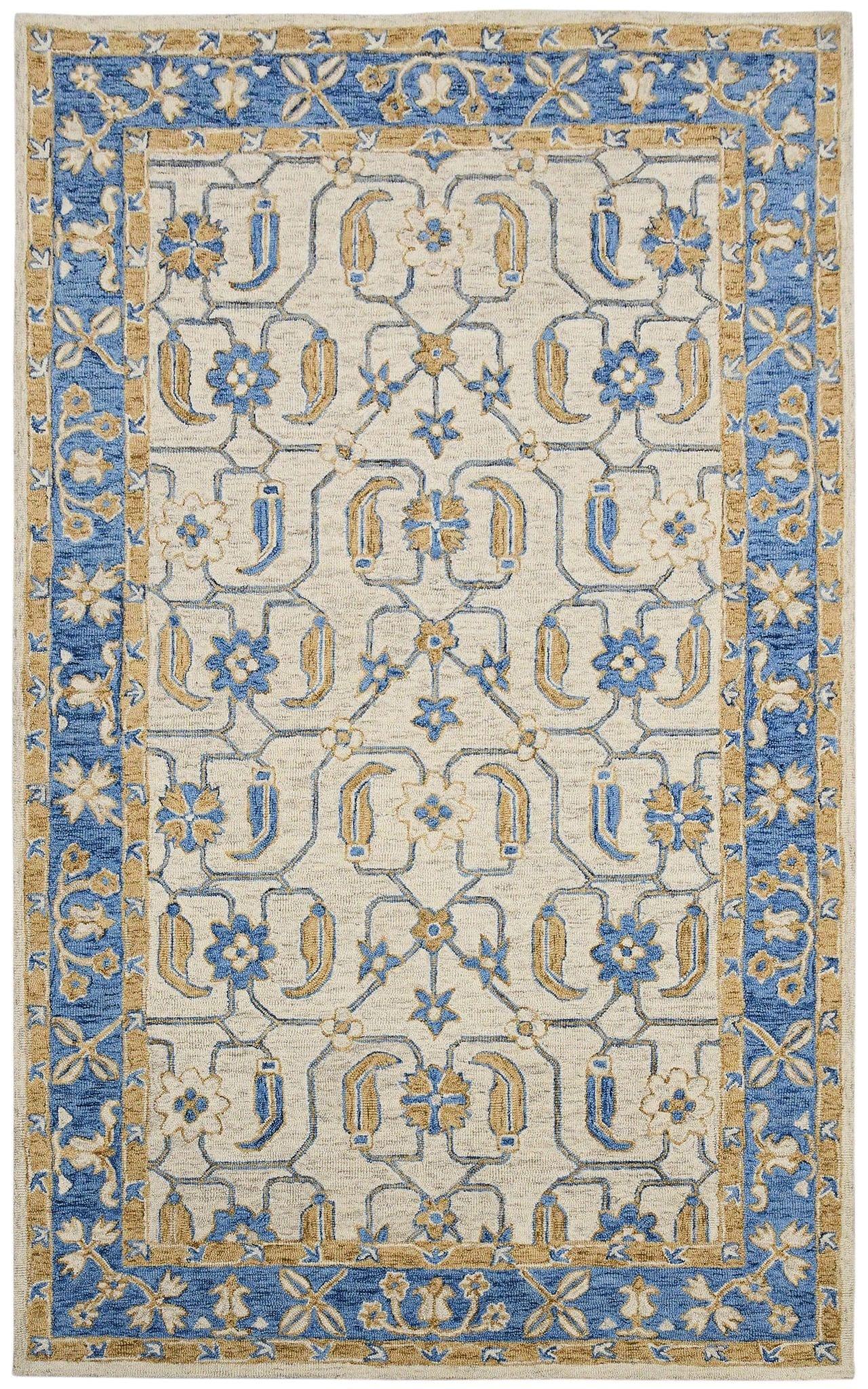 Royal Blue Wool Romania 8X10 Feet Hand-Tufted Carpet - Rug - Ouch Cart 
