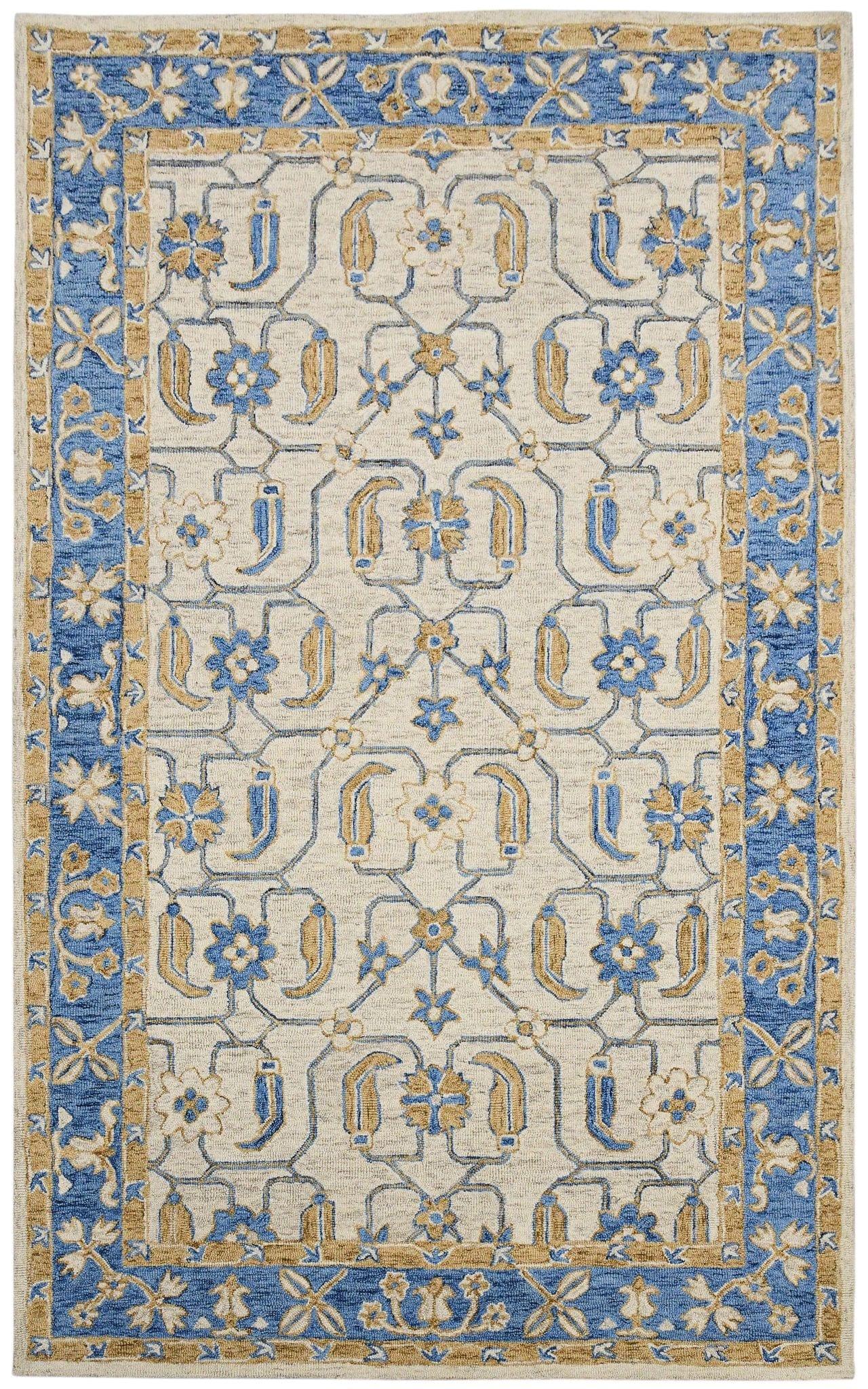 Royal Blue Wool Romania 8X10 Feet Hand-Tufted Carpet - Rug