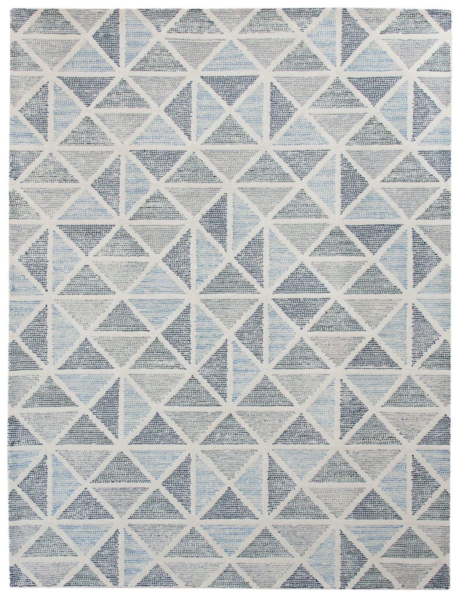 Steel Blue Wool Vector 5x8 Feet Hand-Tufted Carpet - Rug - Ouch Cart 
